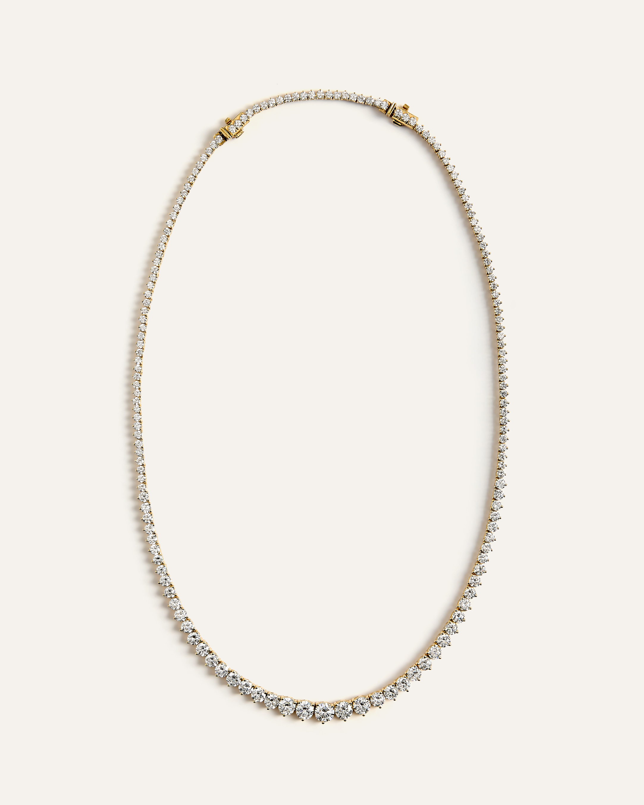 14K Gold Lab Grown Diamond Graduated Tennis Necklace - 16ctw