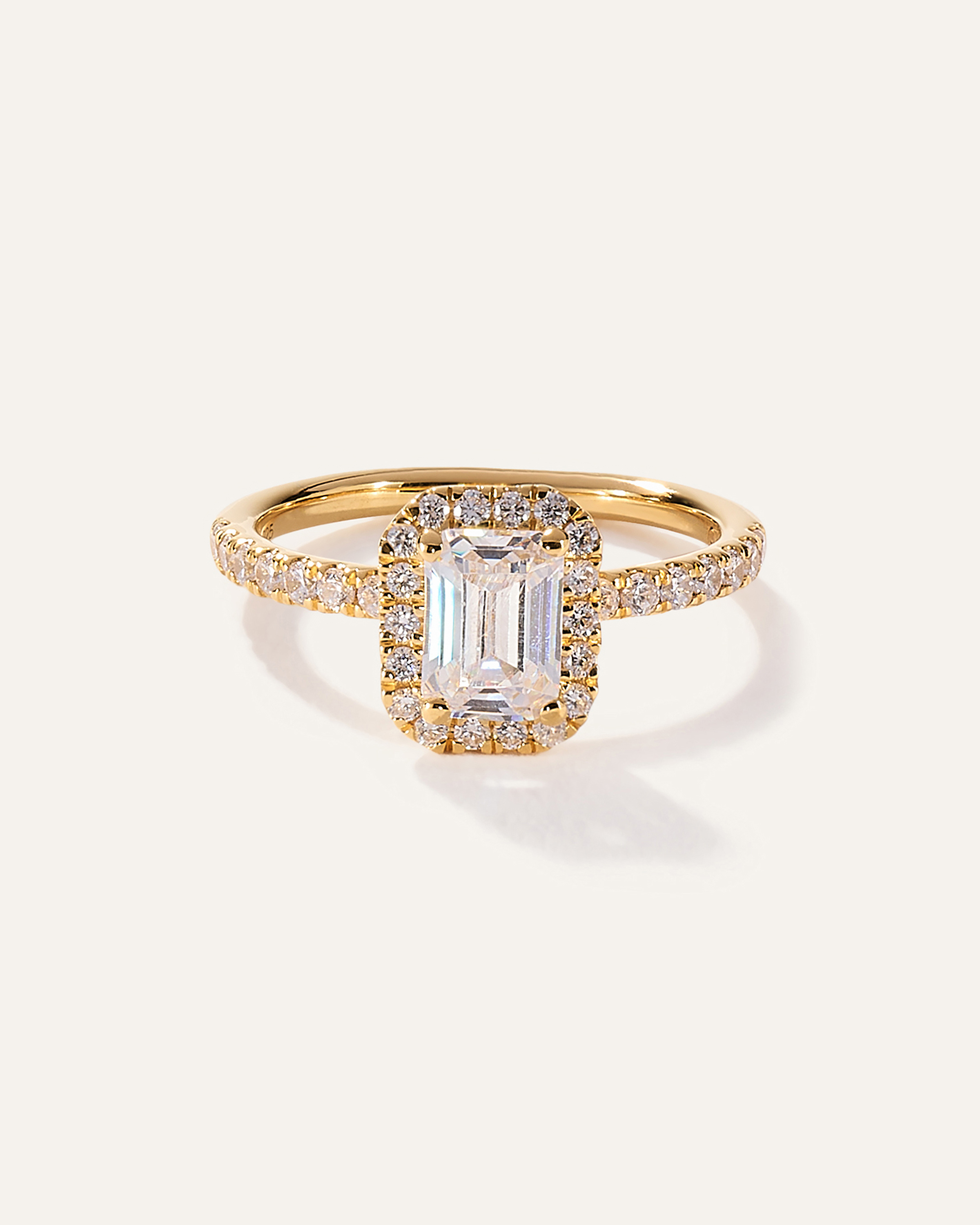 Lab Grown Diamond Emerald Halo Pave Engagement Ring - 1ct