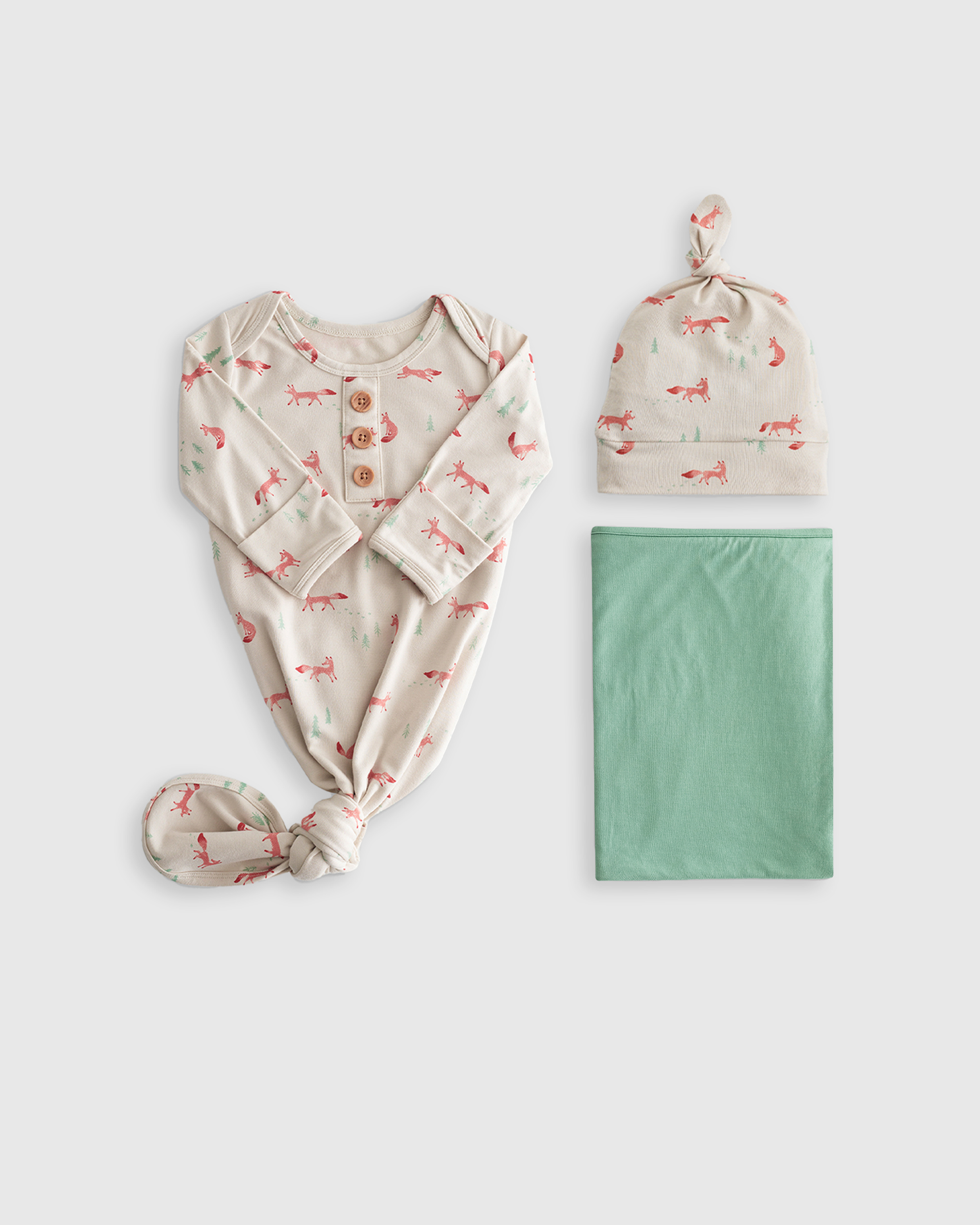 Bamboo Gown, Hat & Swaddle Layette Set