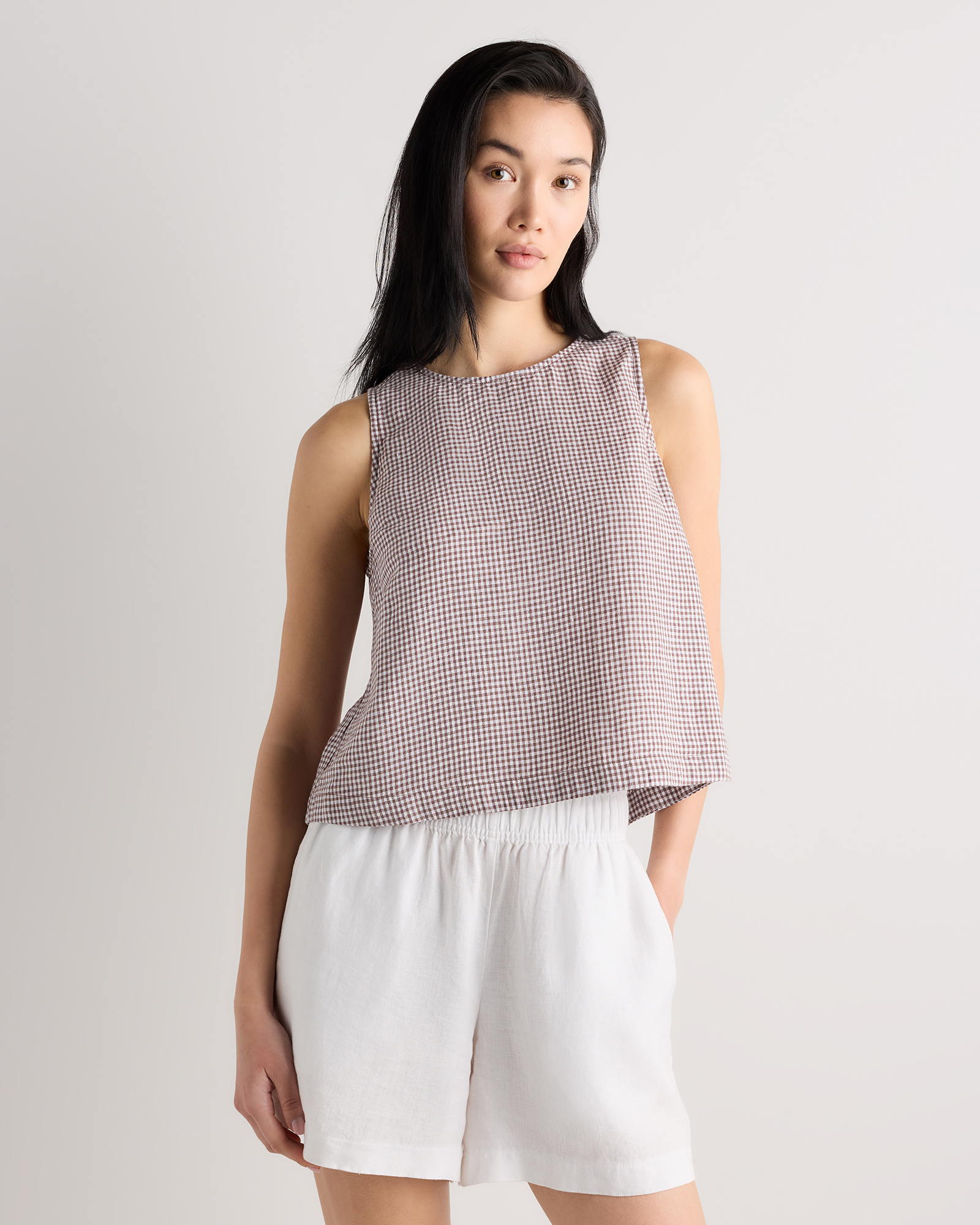 100% European Linen Cropped Tank