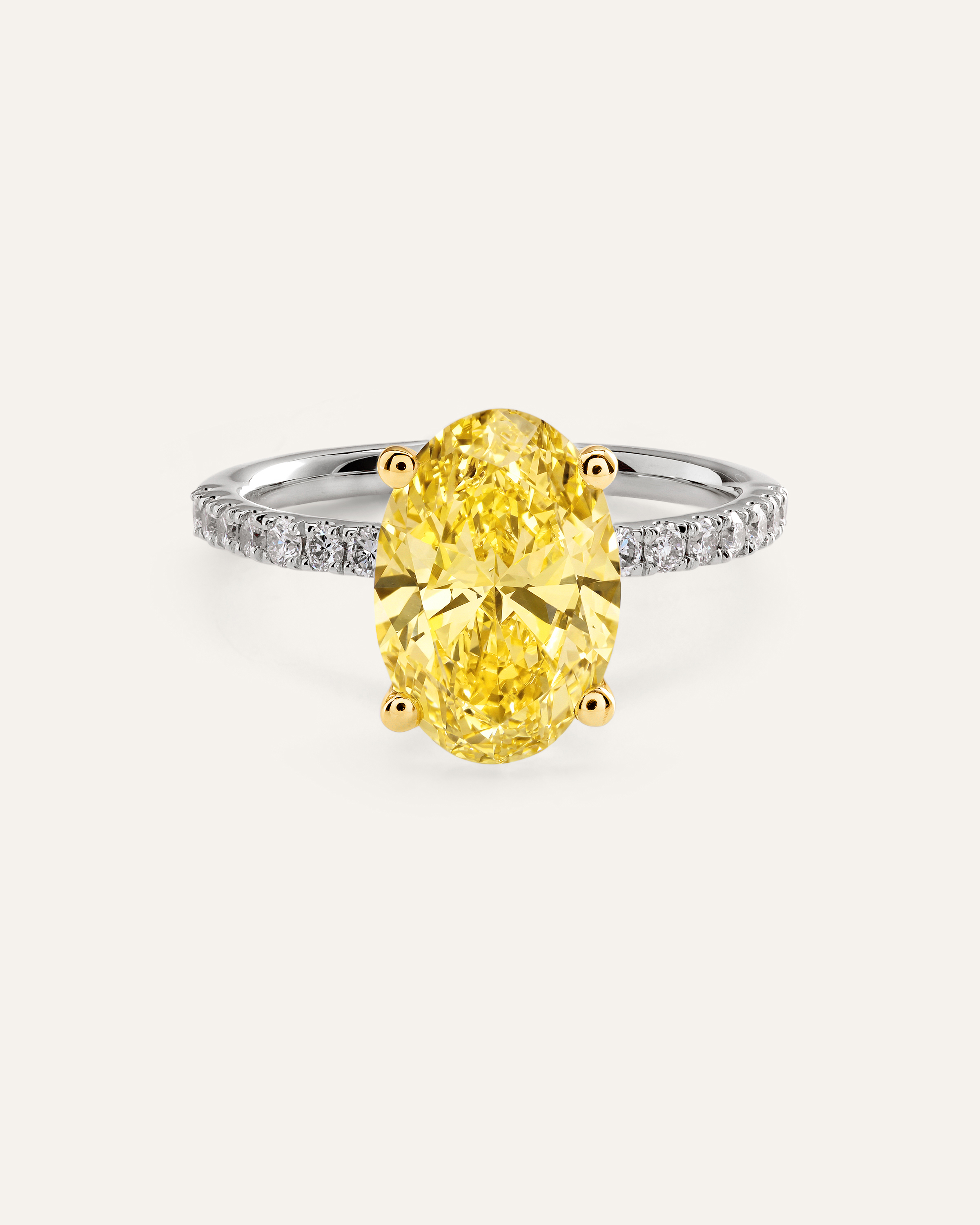 14K Gold Yellow Lab Grown Diamond Oval Pave Engagement Ring - 3ct