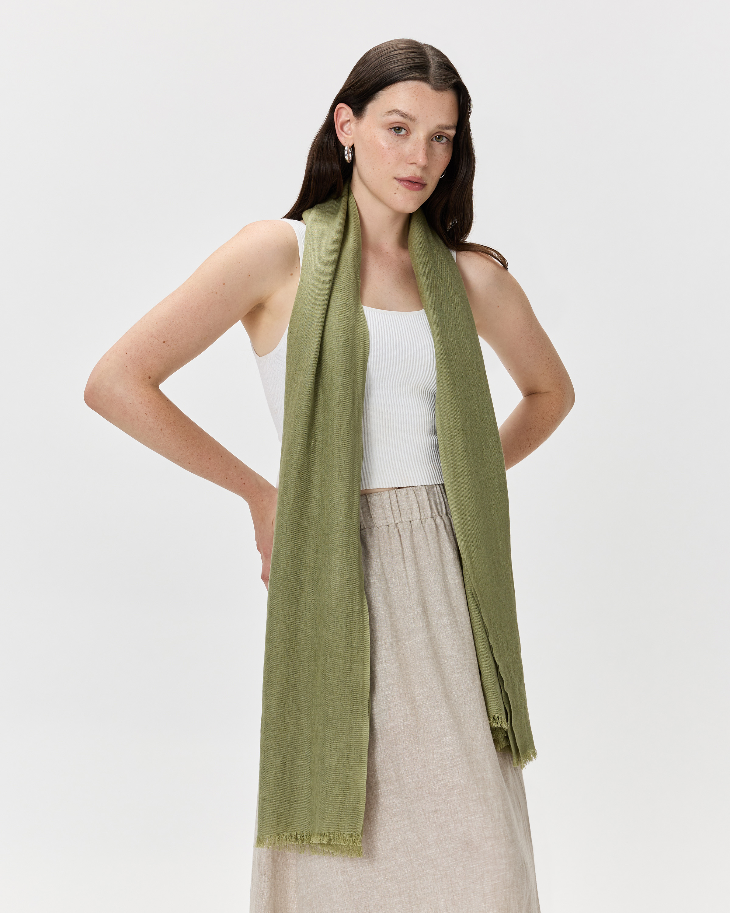 Featherweight Cashmere Silk Frayed Edge Scarf