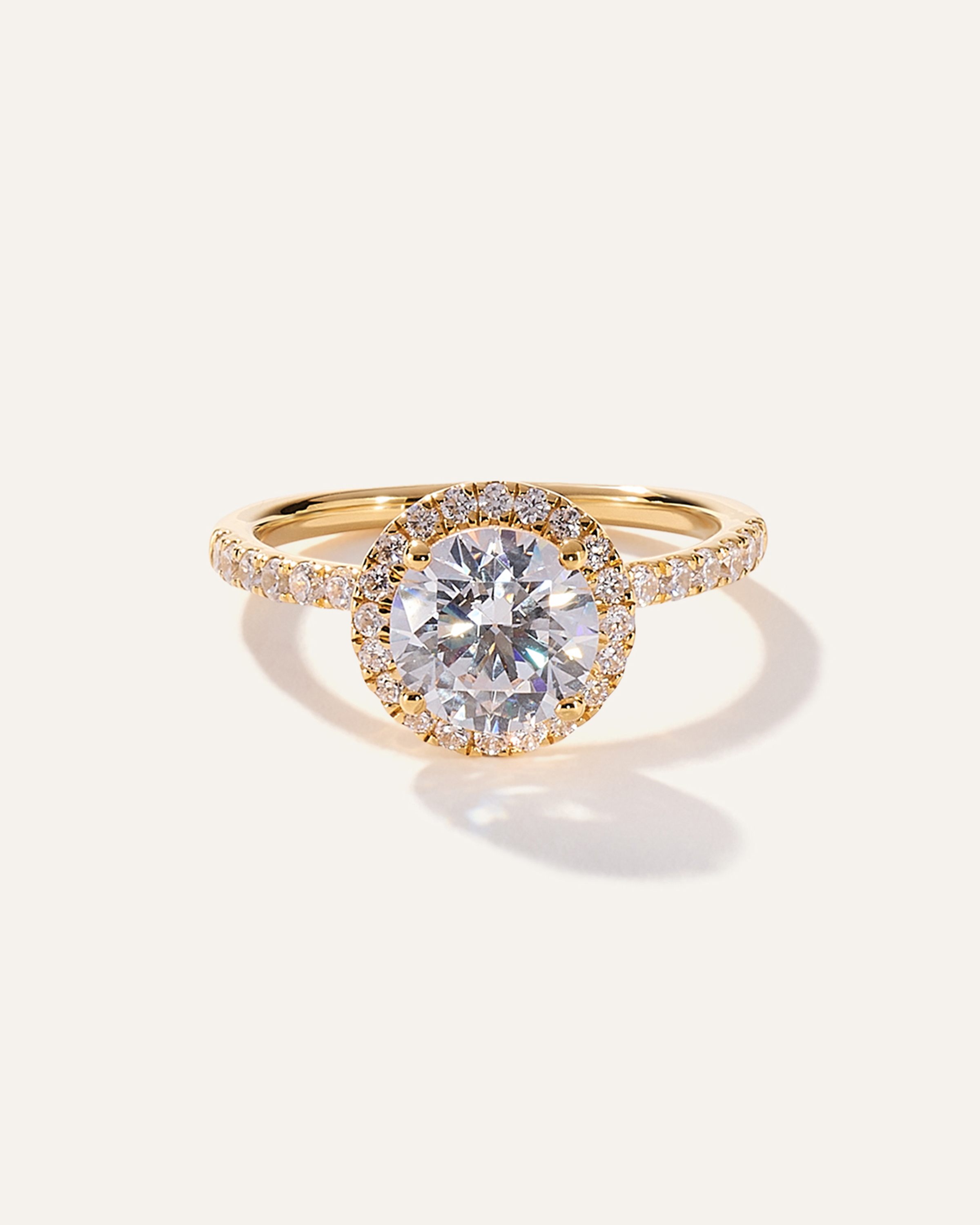 Lab Grown Diamond Round Halo Pave Engagement Ring - 1.50ct
