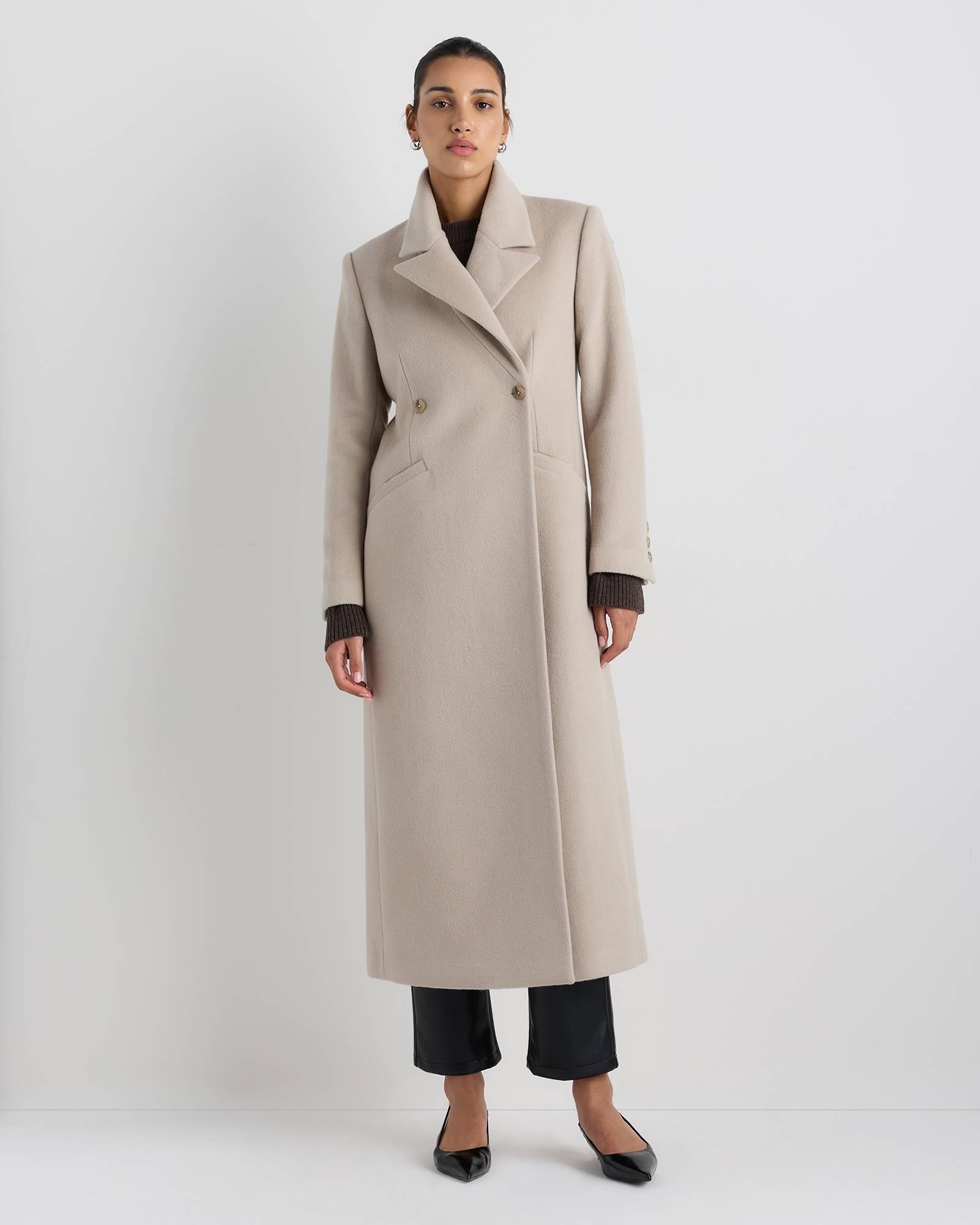 Wool Cashmere Tailored Long Coat