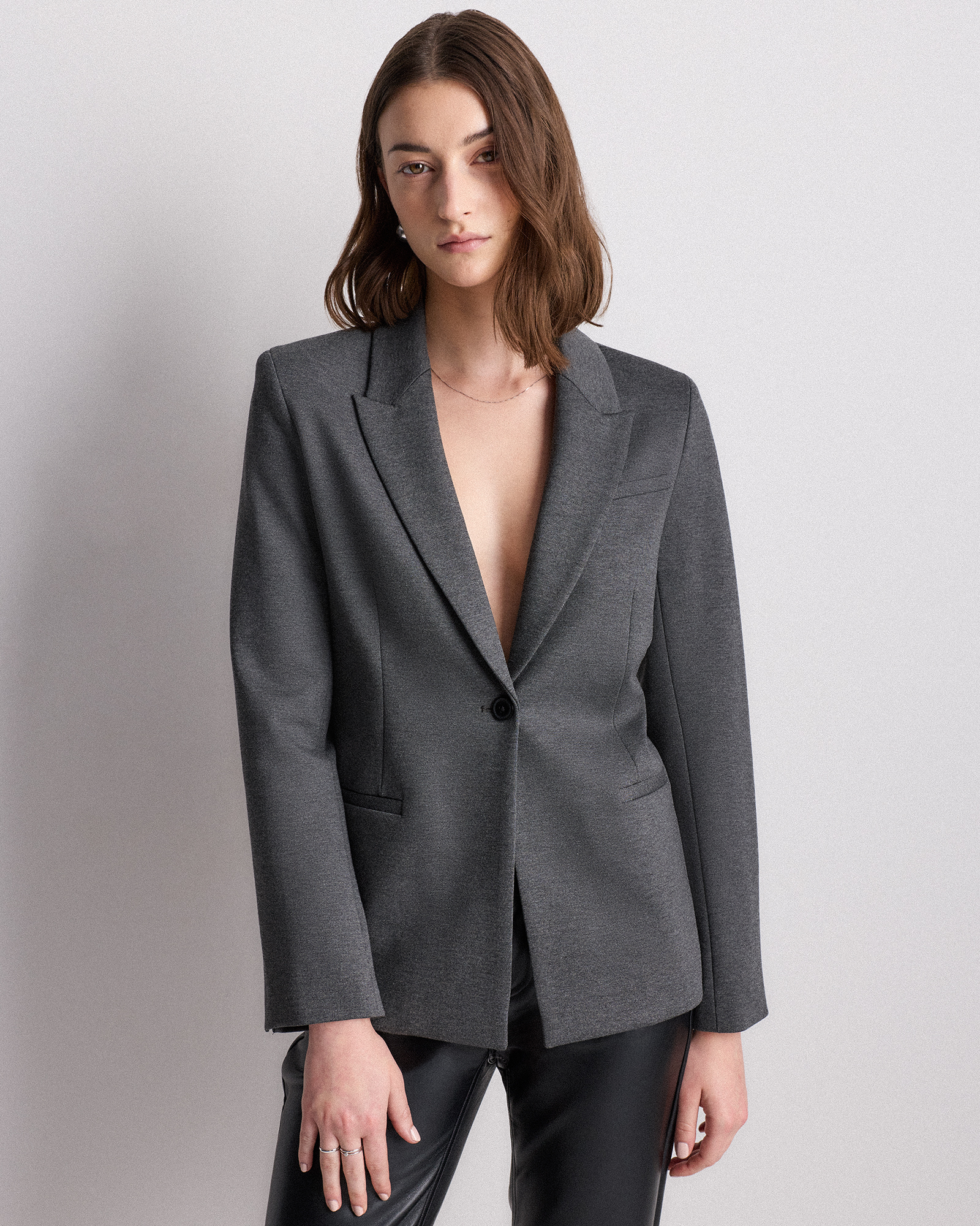 Ultra-Stretch Ponte Single-Breasted Blazer