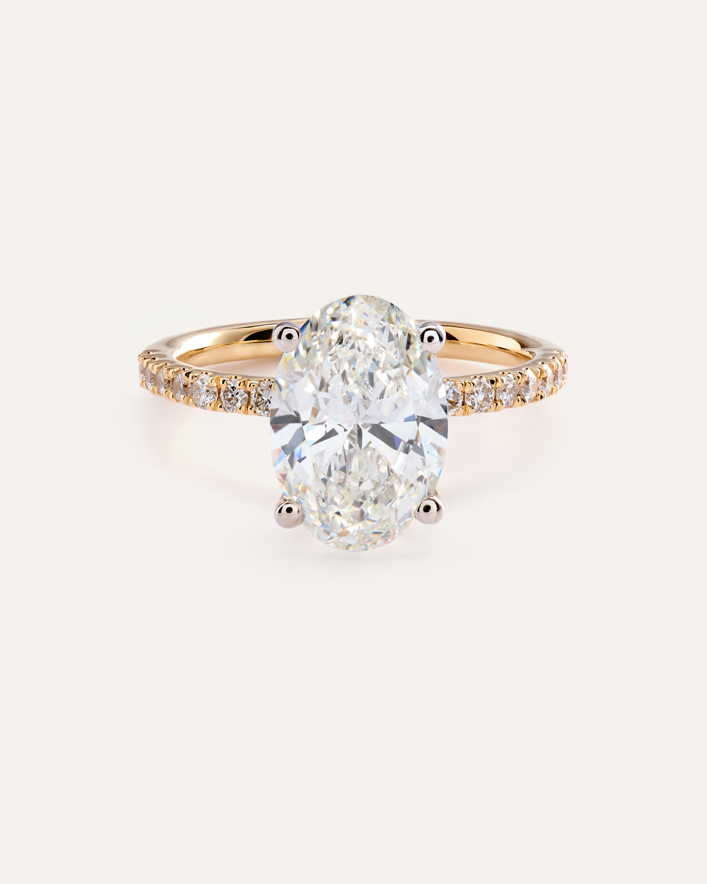 Lab Grown Diamond Oval Petite Pave Engagement Ring - 3ct