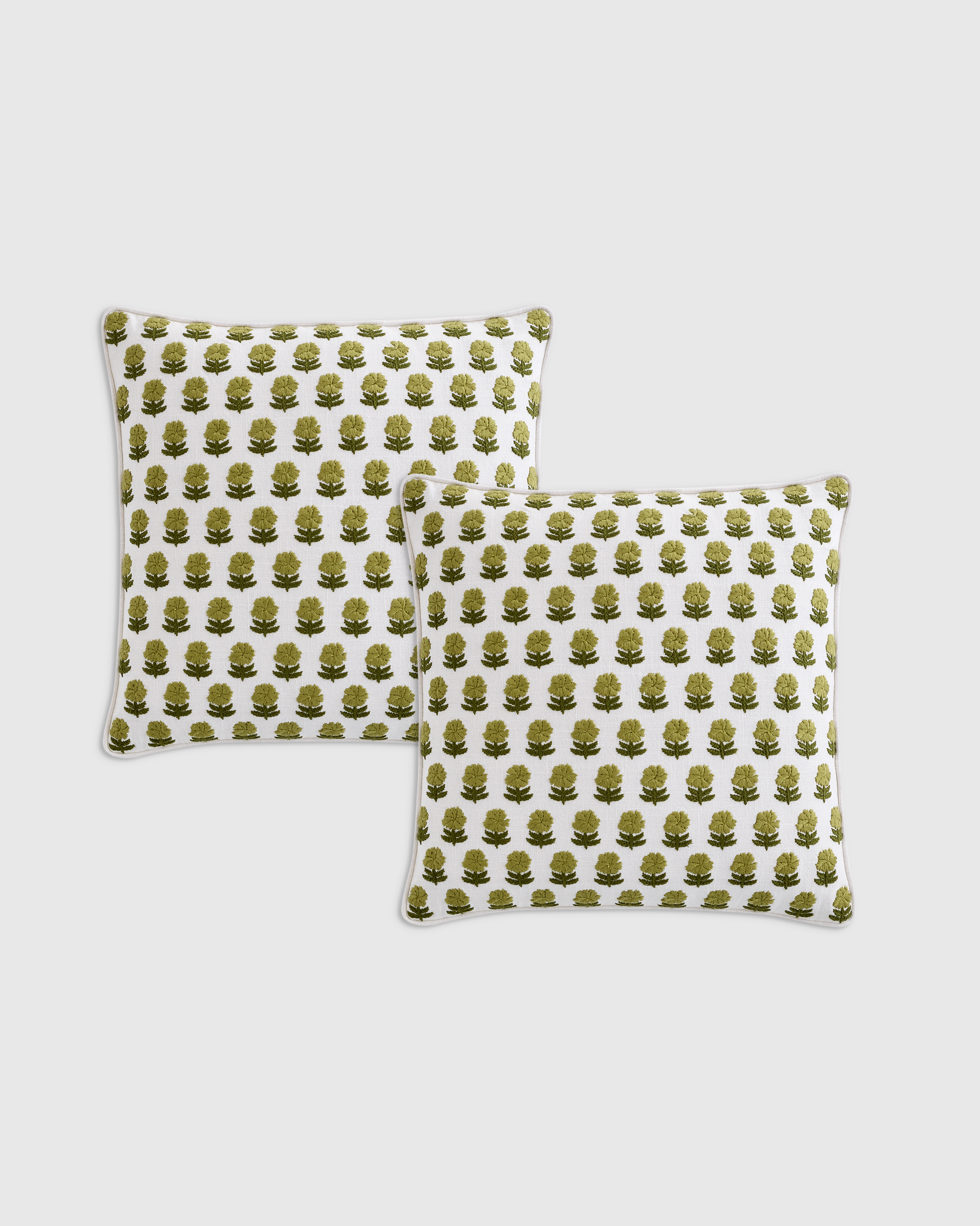 Embroidered Floral Cotton Pillow Cover (Set of 2)