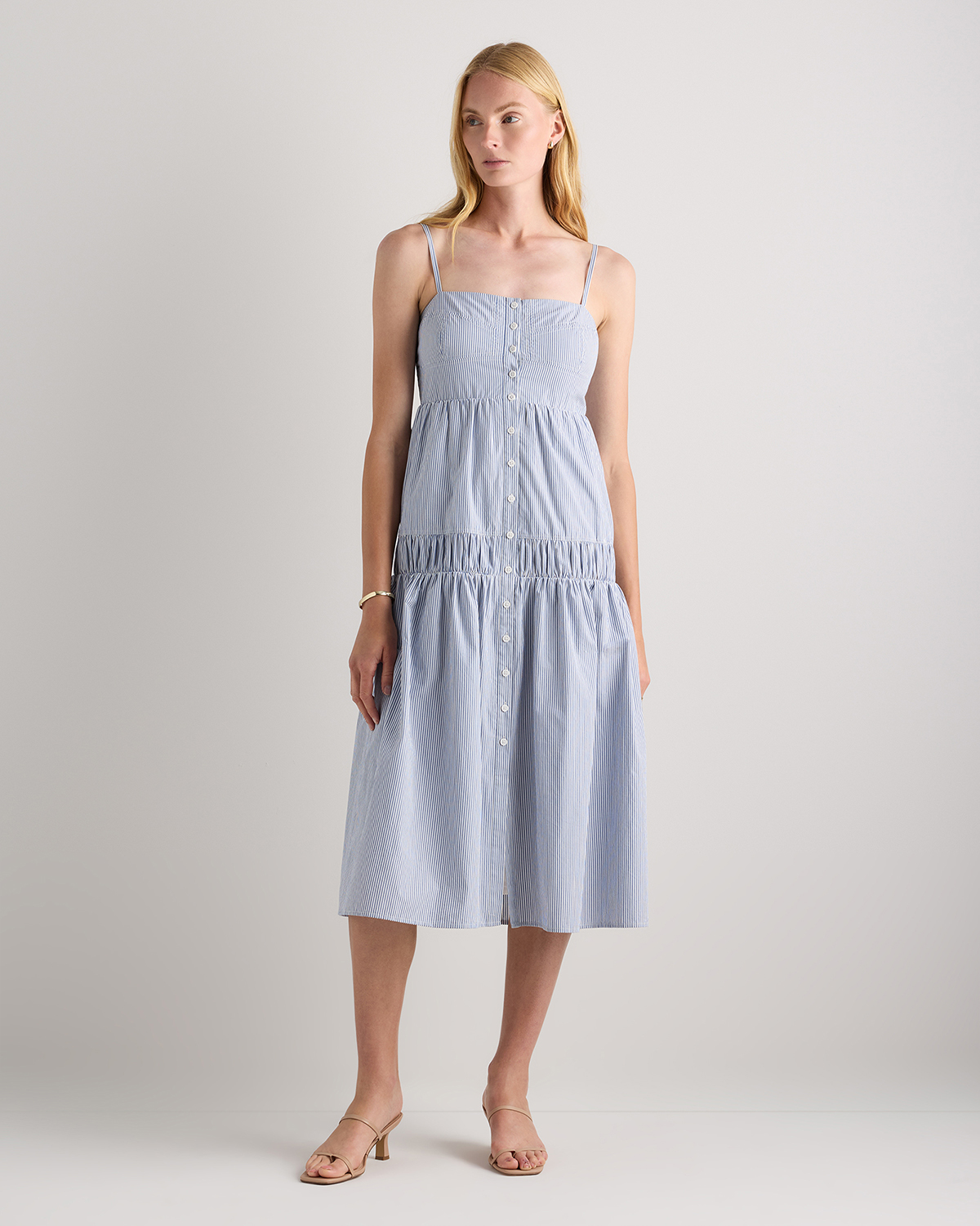 100% Organic Cotton Poplin Spaghetti Strap Maxi Dress