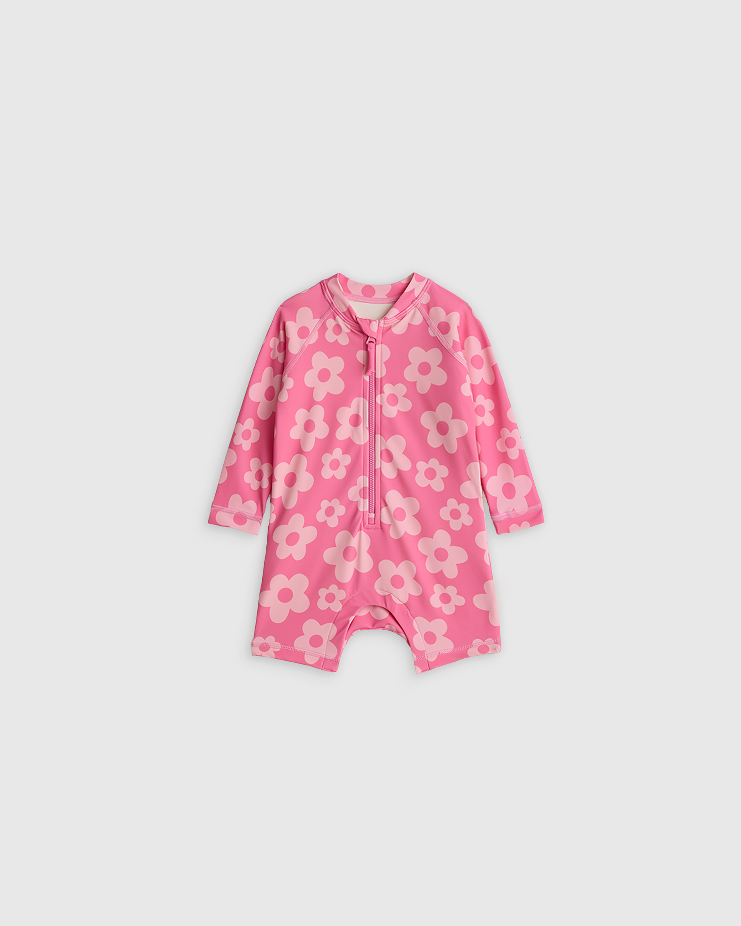 Girls Long Sleeve Zip-Up Rash Guard One-Piece