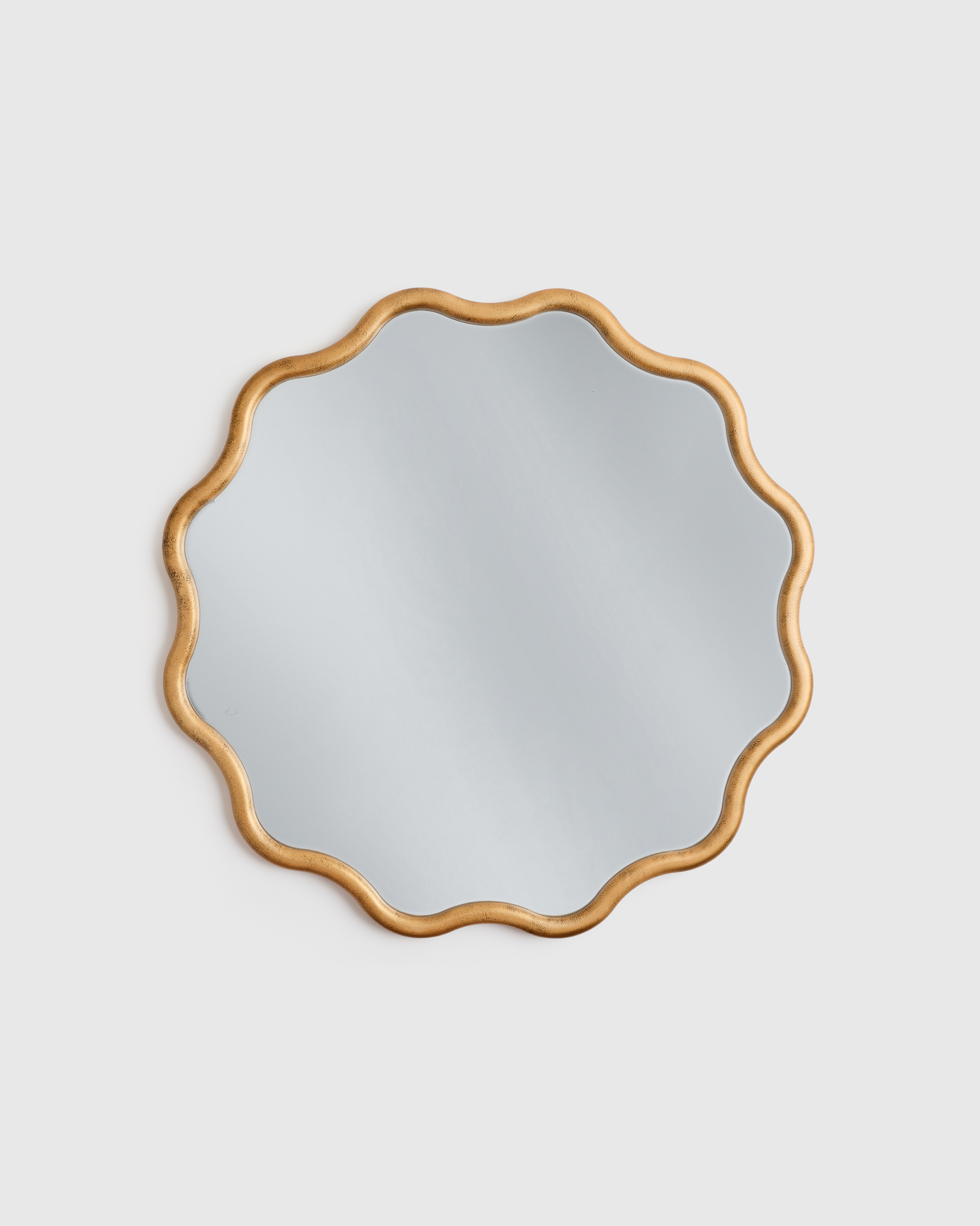 Wavy Wood Round Wall Mirror