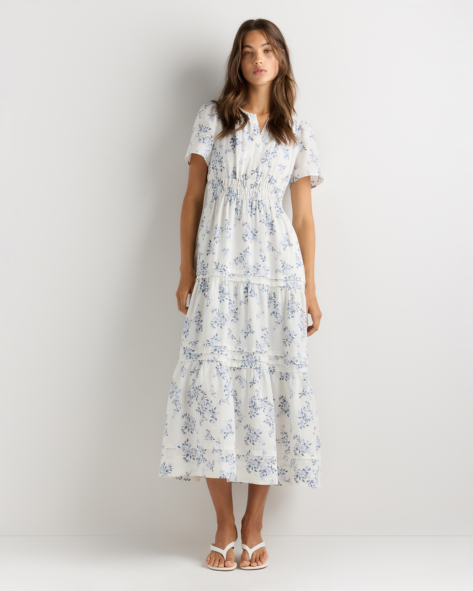 100% European Linen Tiered Maxi Dress