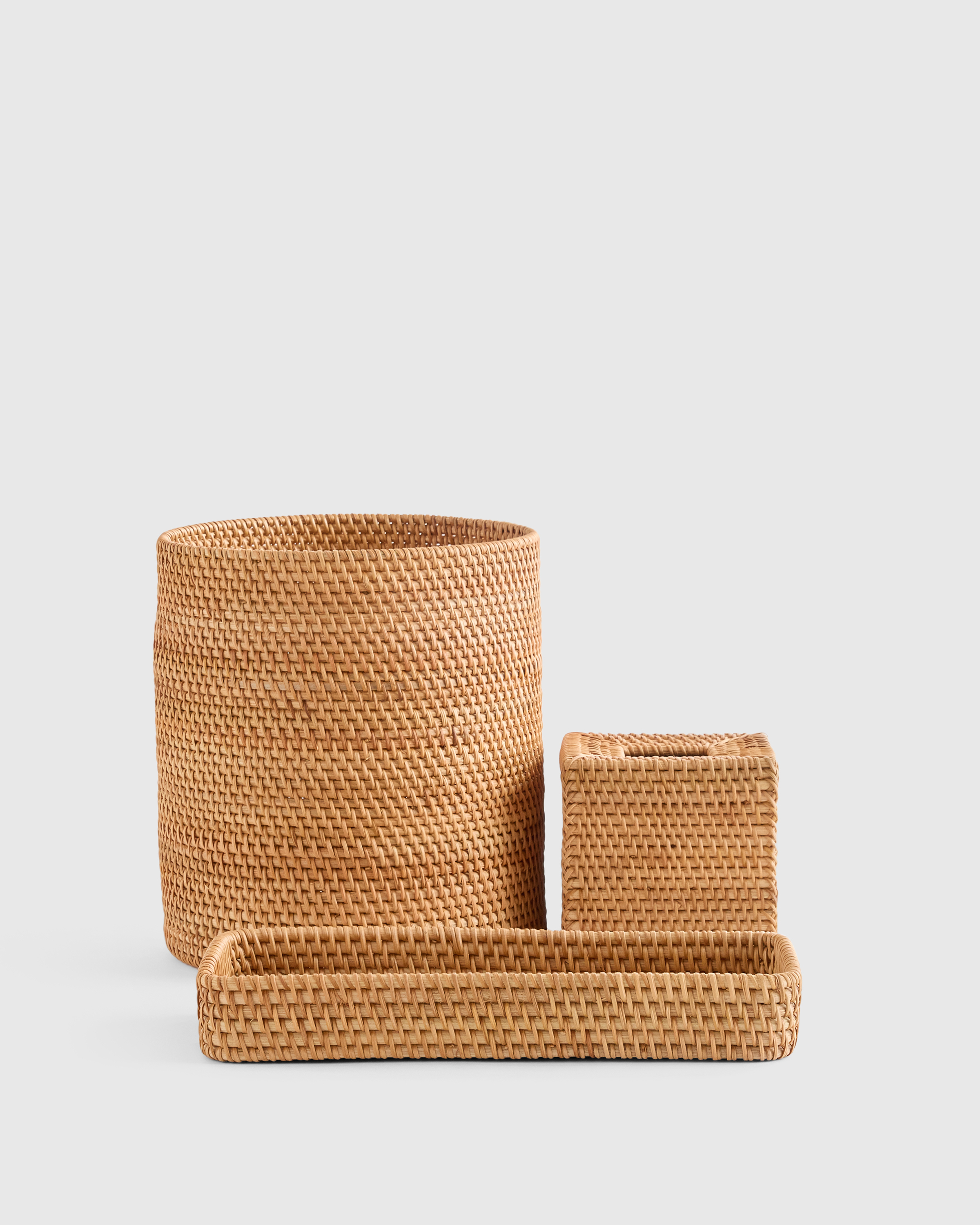 Handwoven Rattan Bathroom Accessories Set
