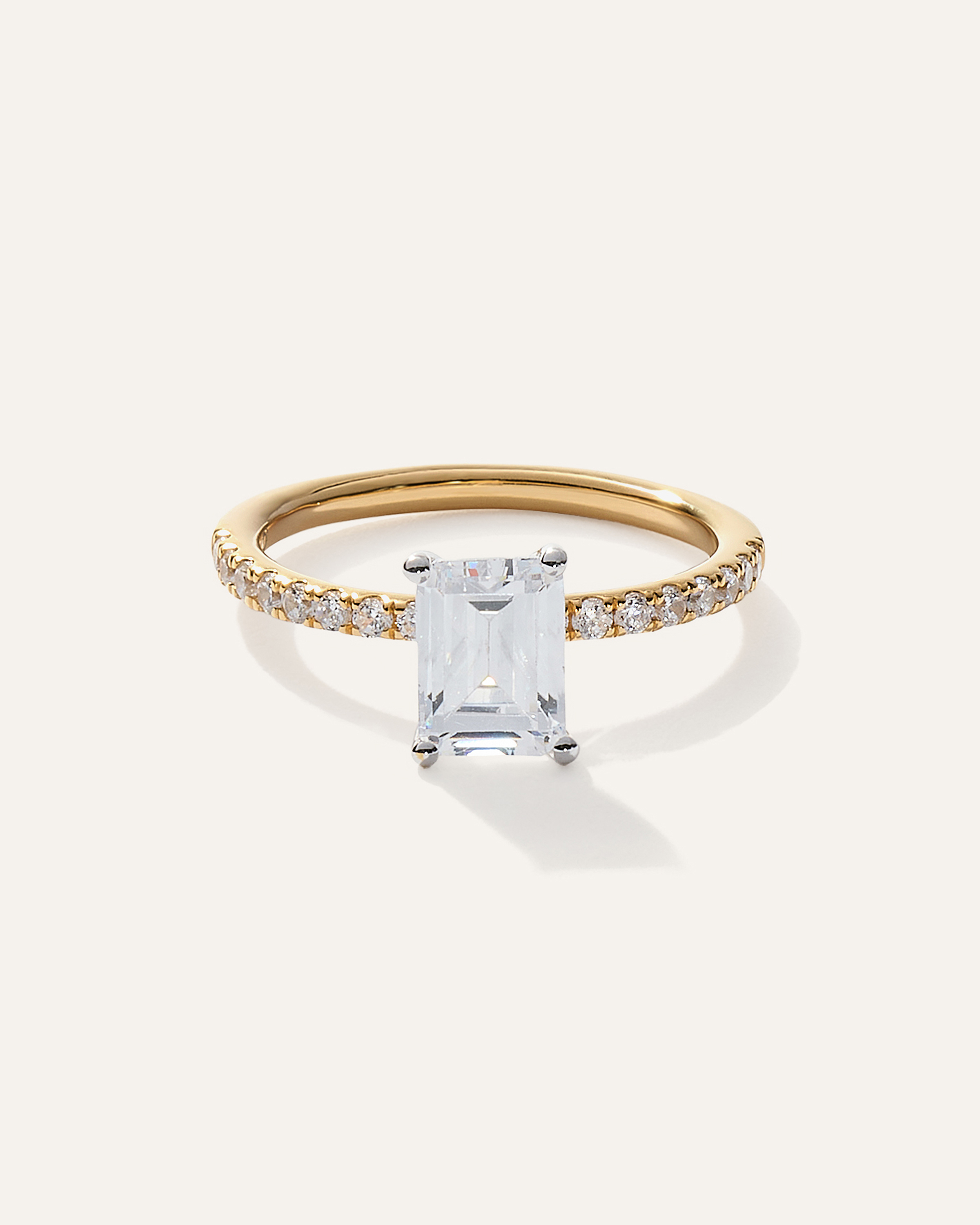 Lab Grown Diamond Emerald Petite Pave Engagement Ring - 1.50ct