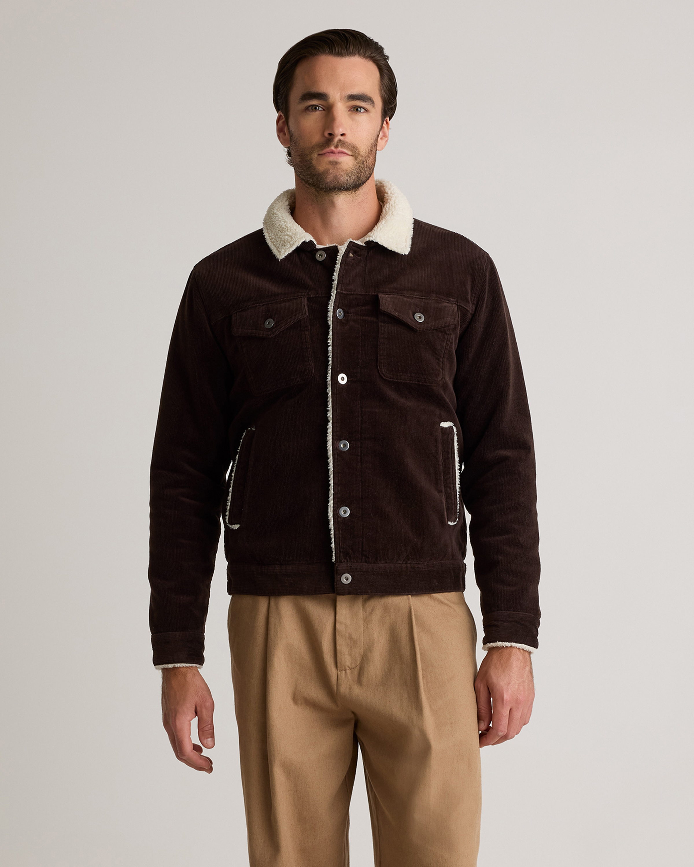 Organic Stretch Corduroy Sherpa-Lined Trucker Jacket