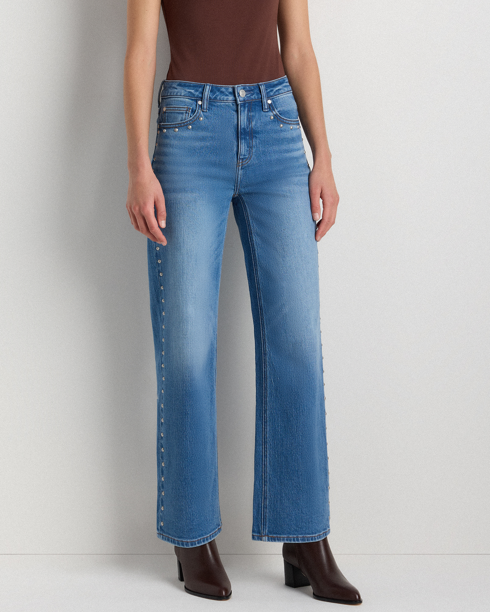 Bella Stretch Studded Relaxed Straight Jeans