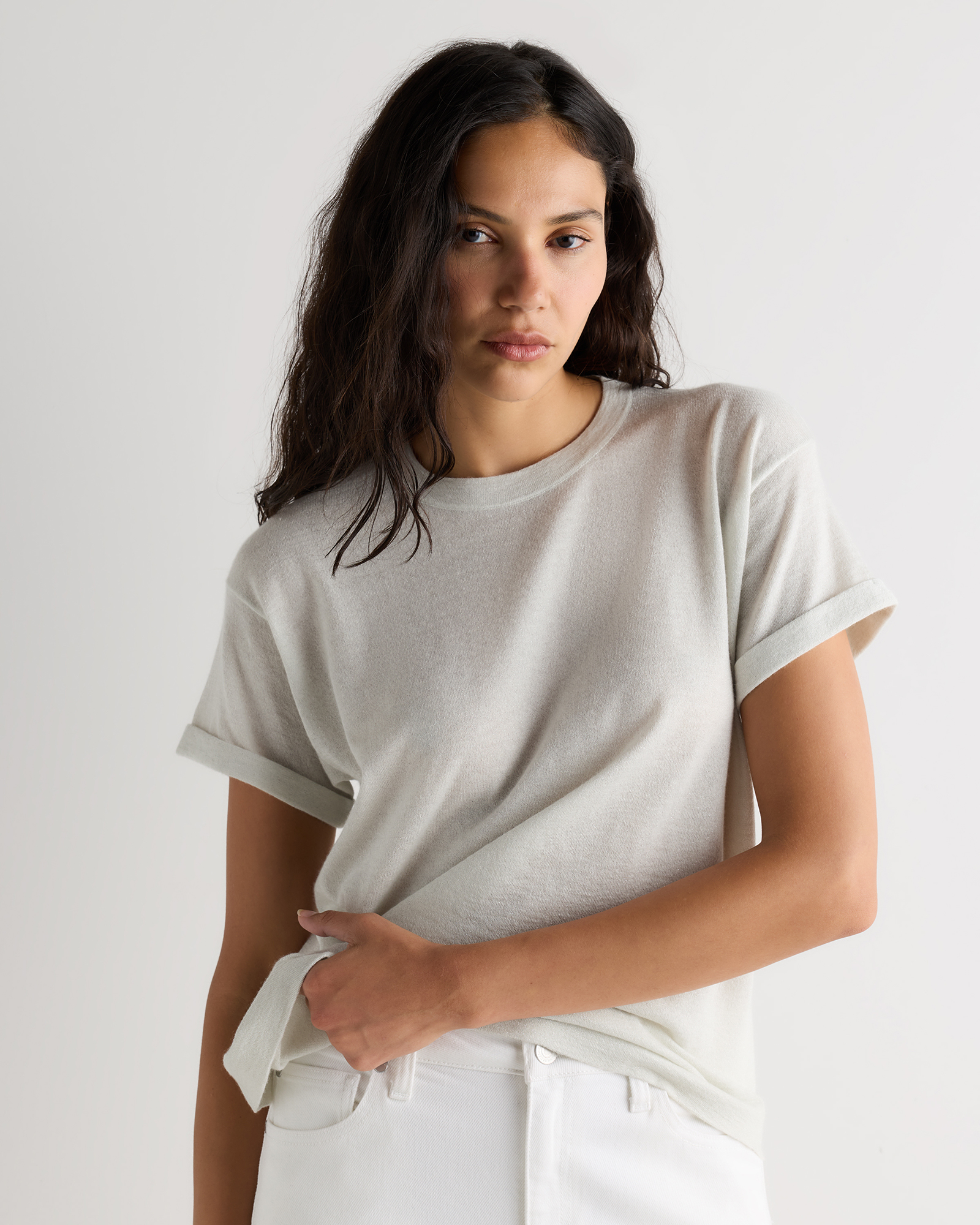 Cashmere Silk Sparkle Relaxed Sweater Tee