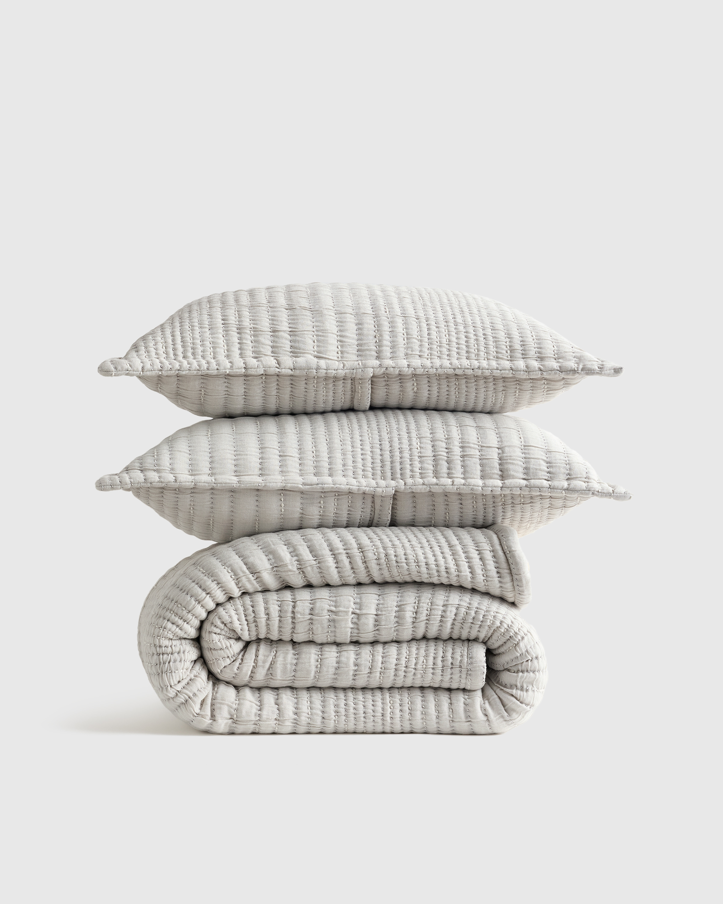 Organic Cotton Channel Stitch Coverlet Set