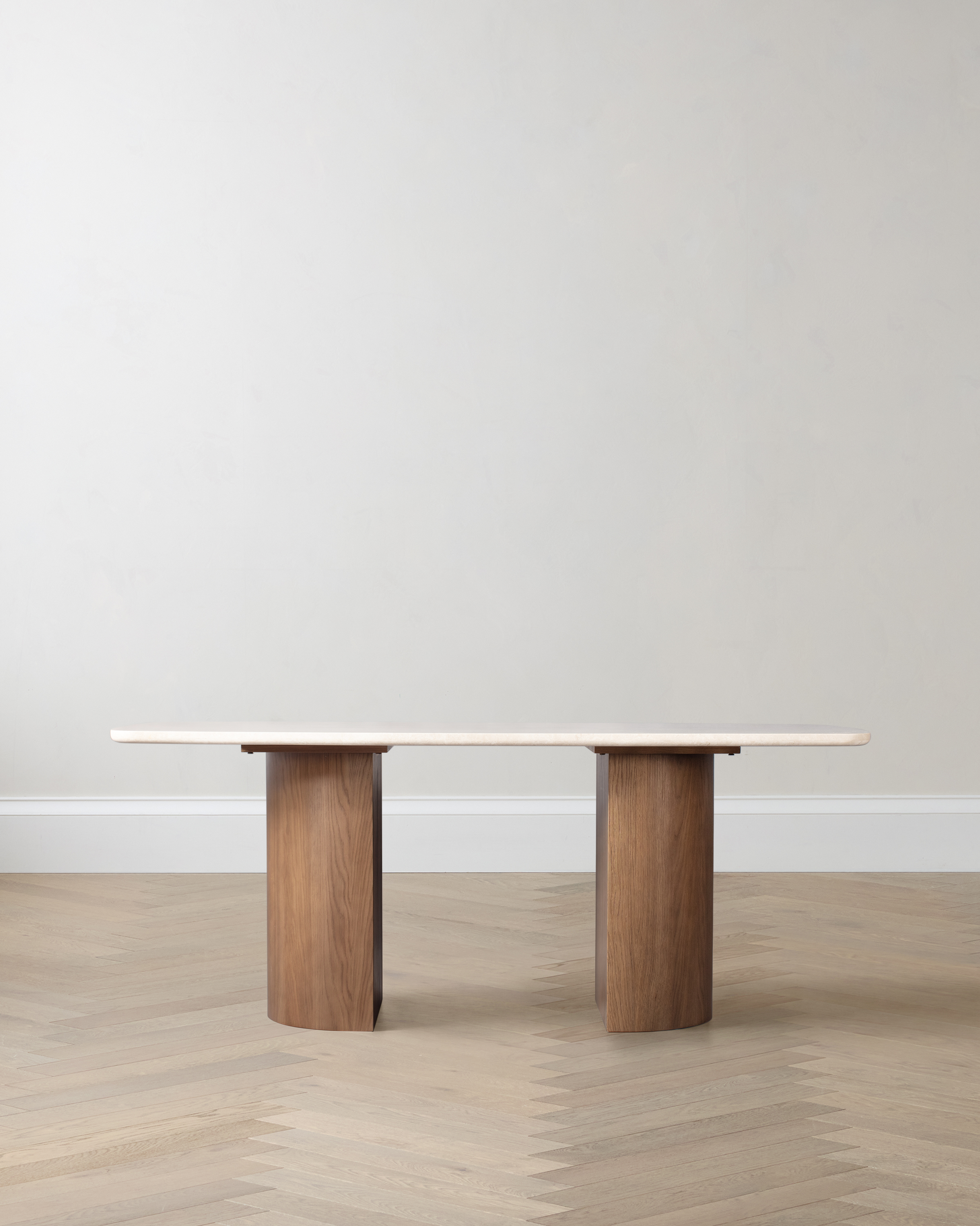 Marble Dining Table with Double Pedestal Base
