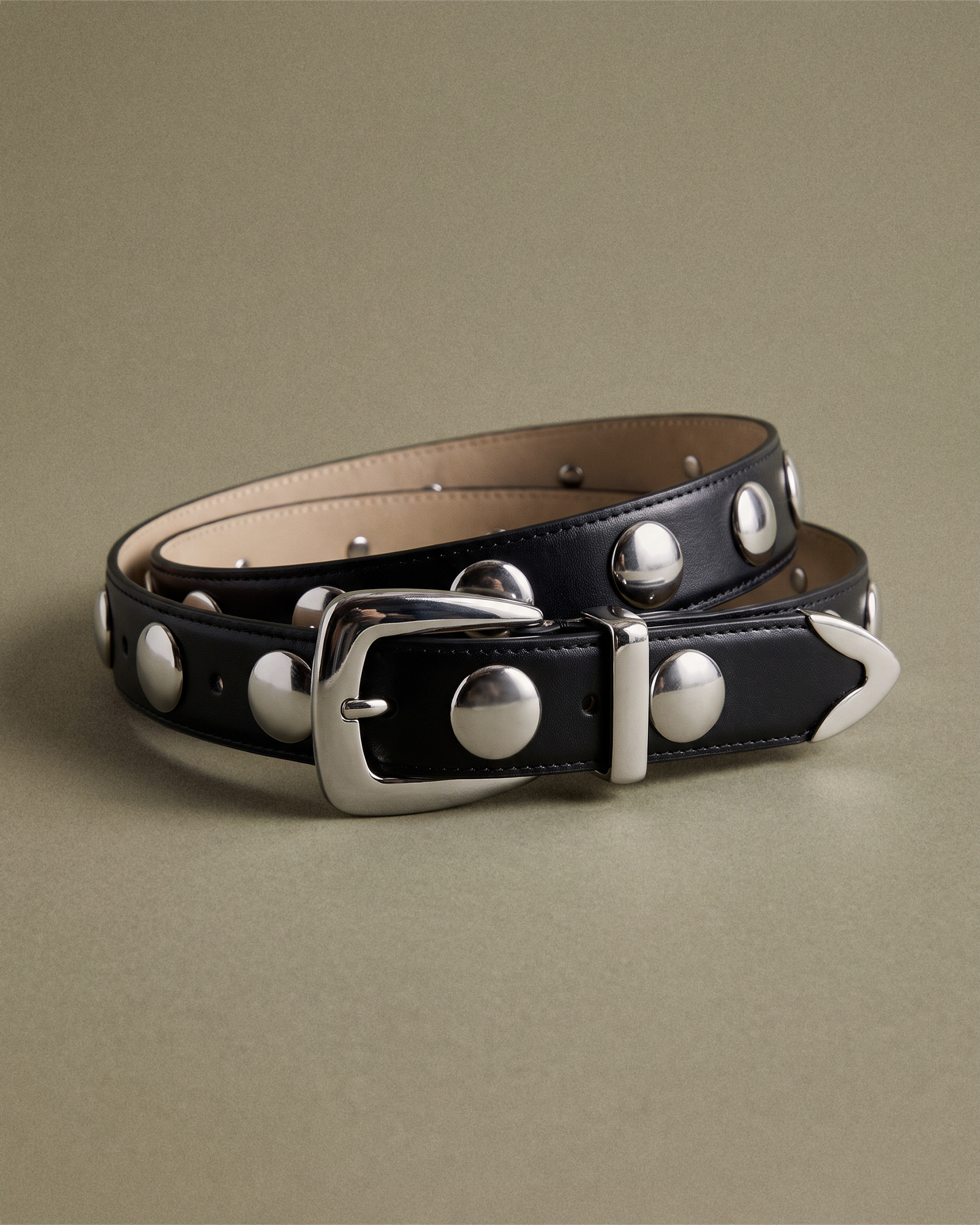 Alyssa European Leather Studded Belt