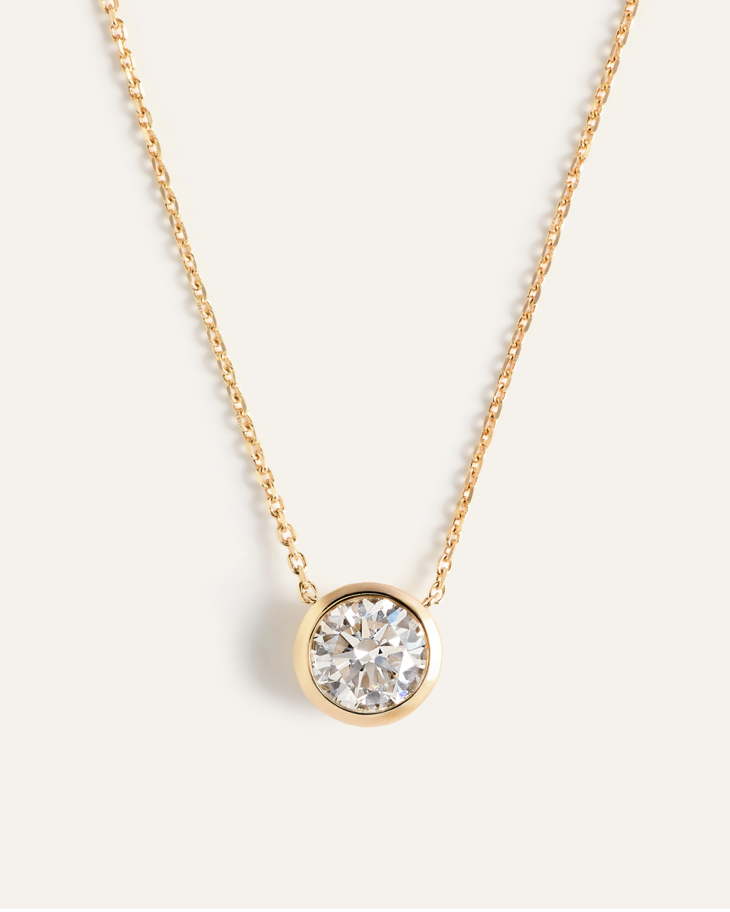 14K Gold Lab Grown Diamond Bezel Necklace