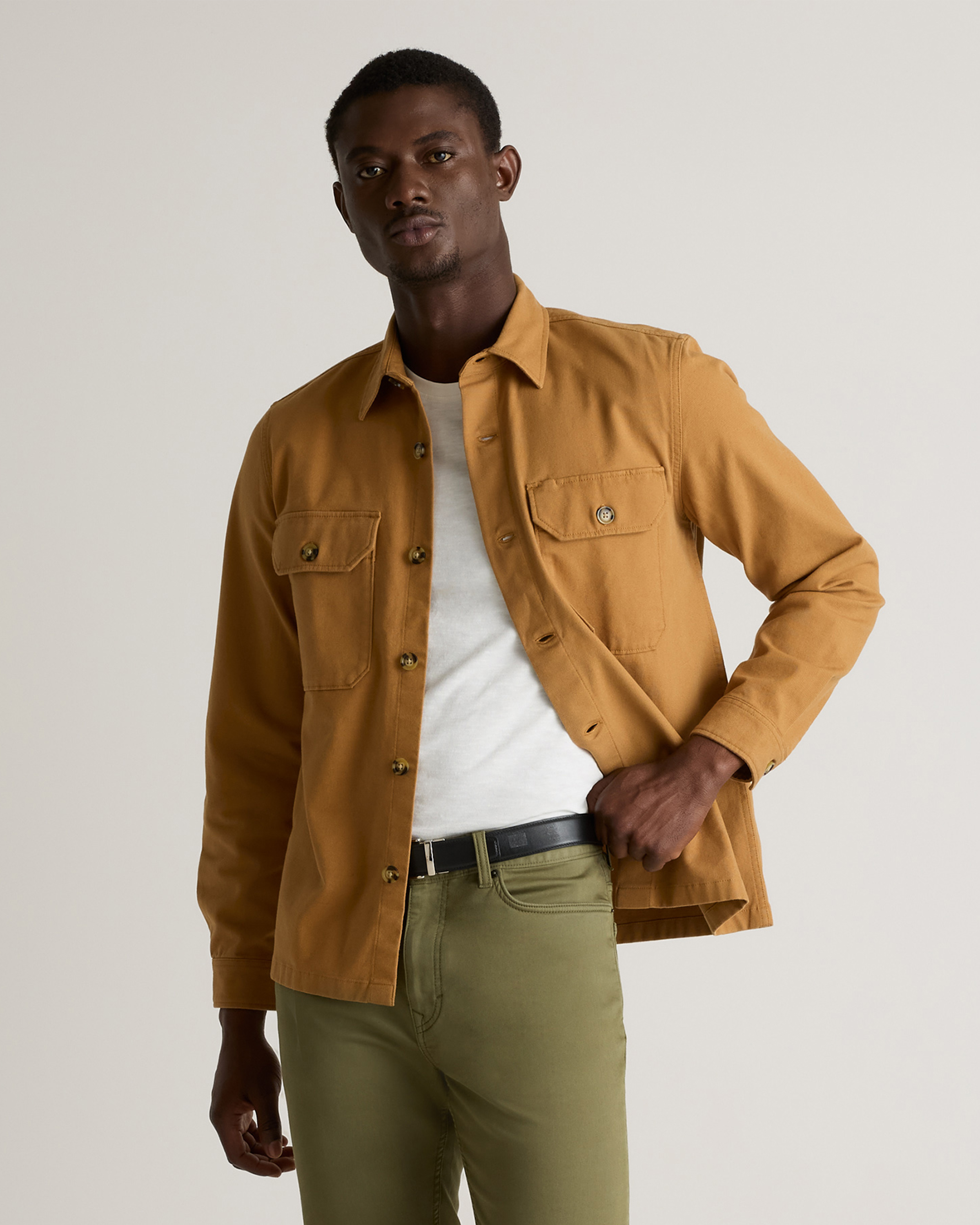 Double-Brushed Stretch Overshirt Jacket