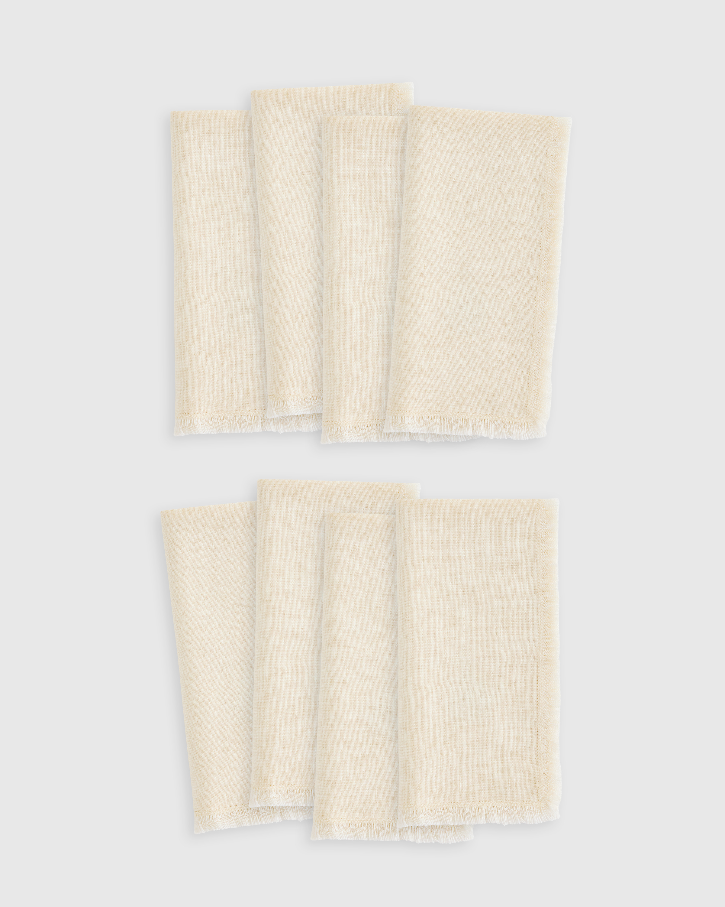 European Linen Fringe Napkins, Set of 8