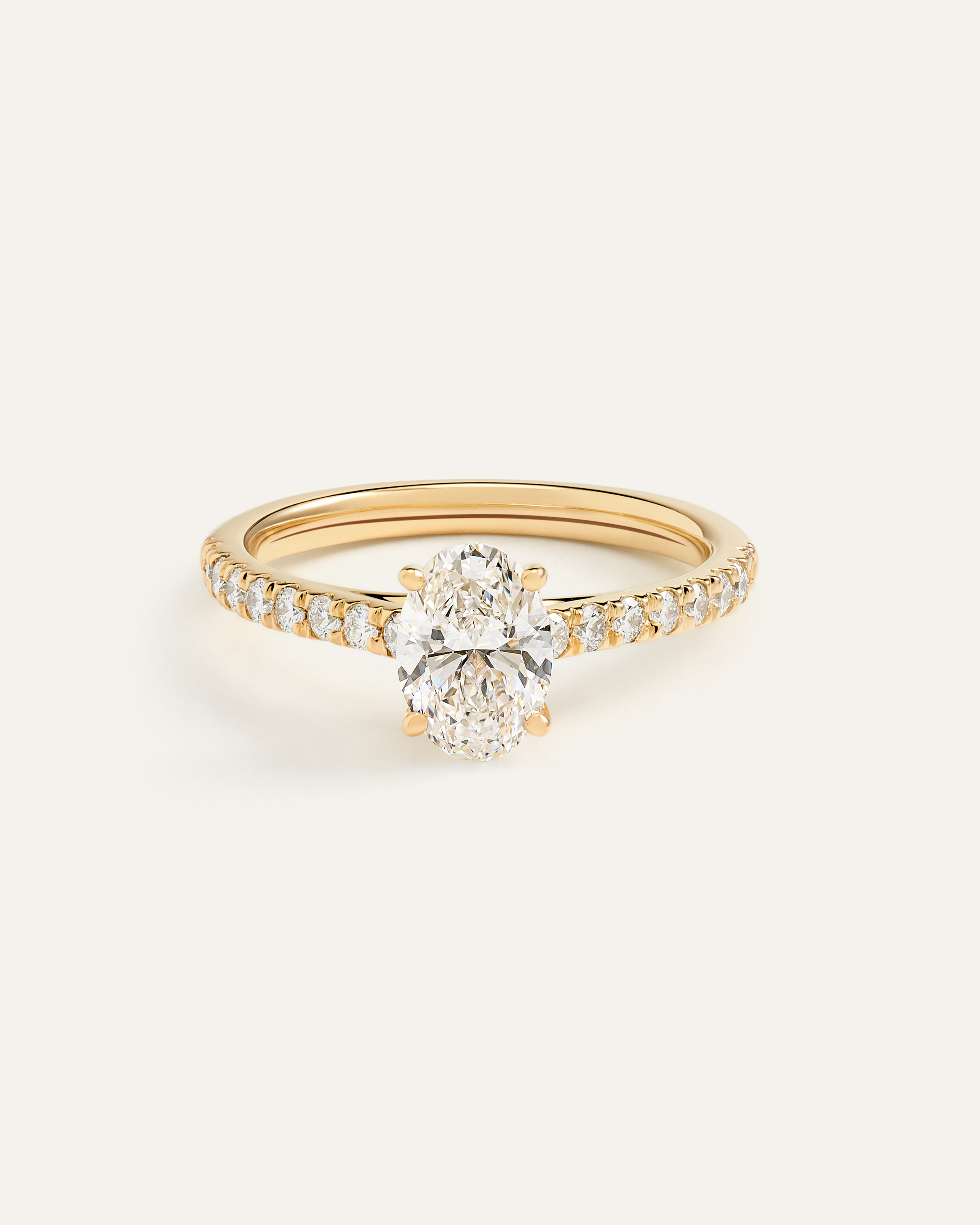 Lab Grown Diamond Oval Pave Trellis Cathedral Engagement Ring - 1ct