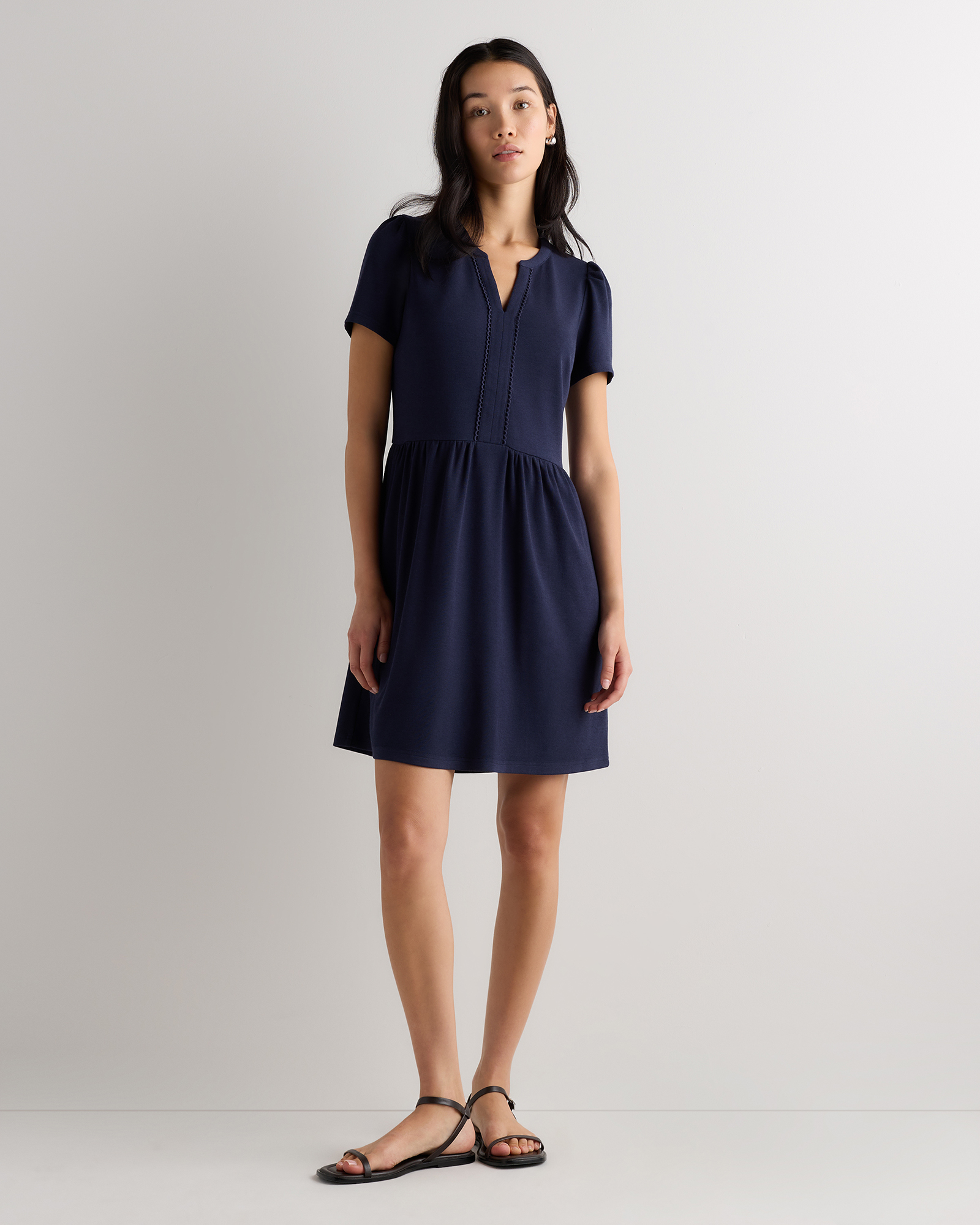 Tencel Modal Knit V-Neck Mini Dress
