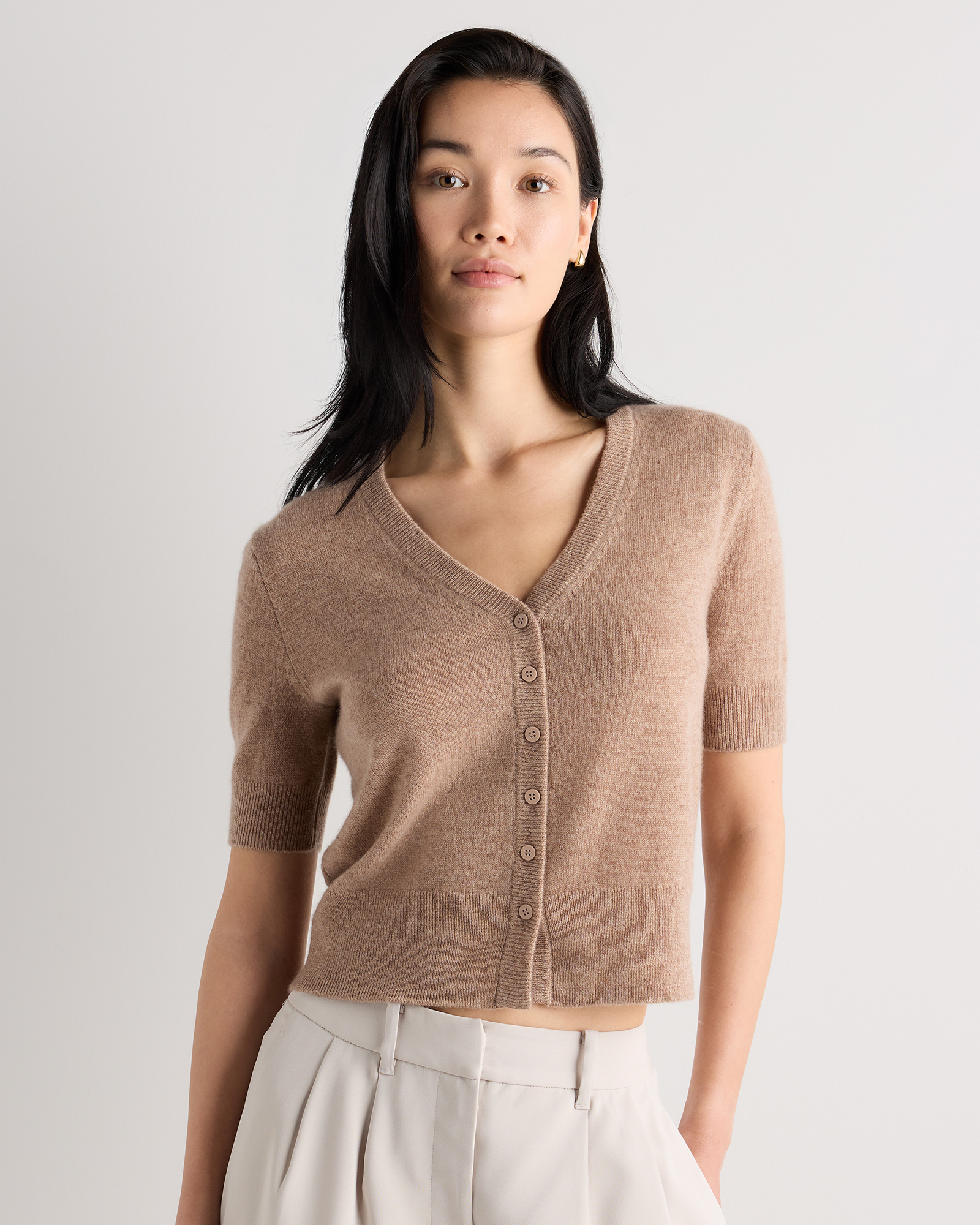 Mongolian Cashmere Short Sleeve Cardigan