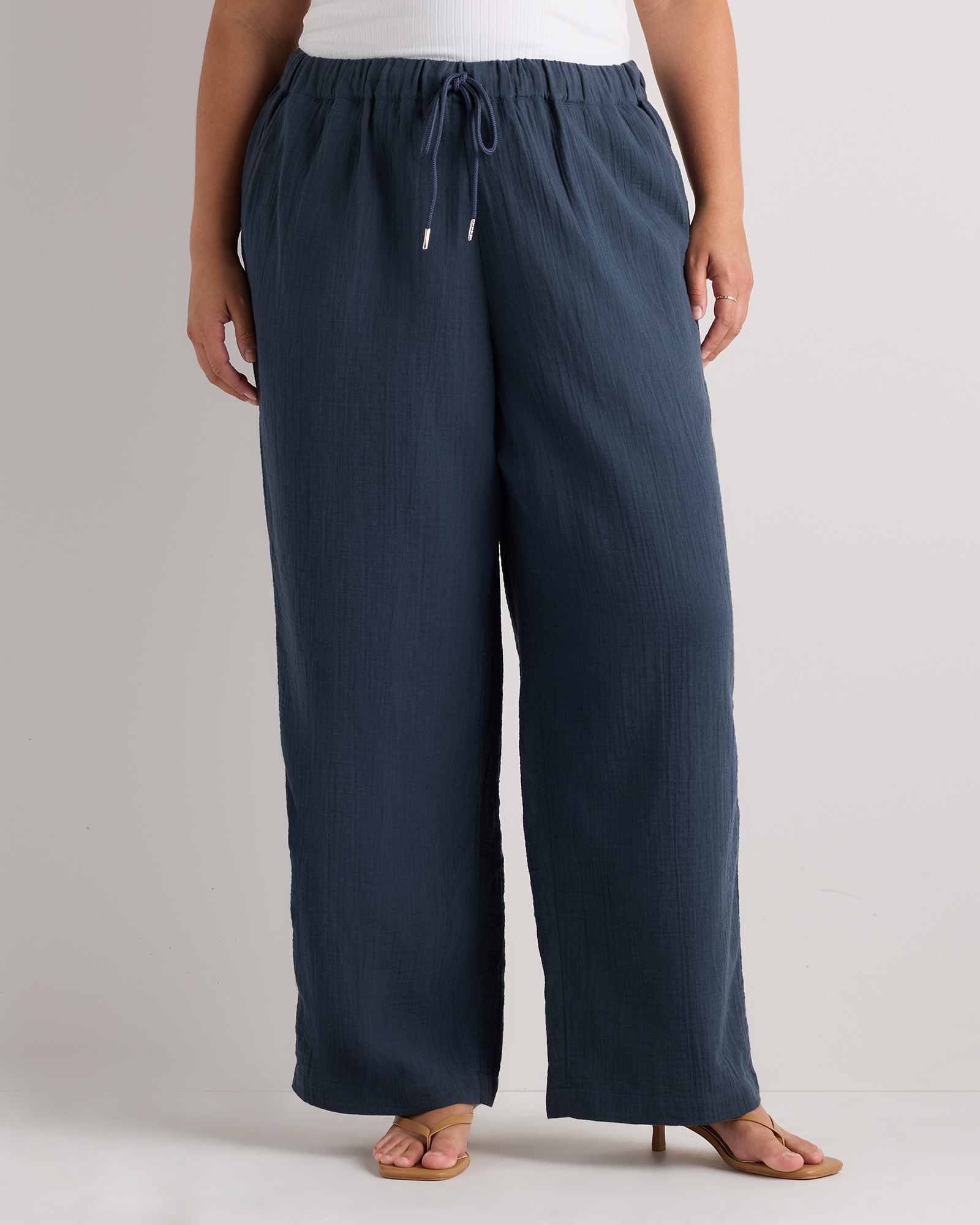 100% Organic Cotton Gauze Straight Leg Pants