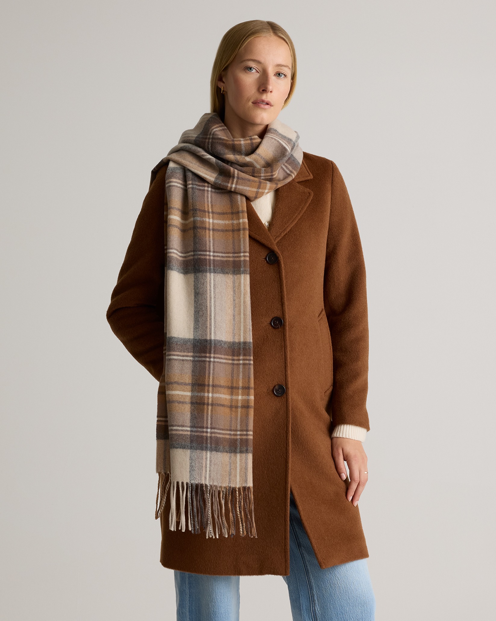 Mongolian Cashmere Tartan Scarf