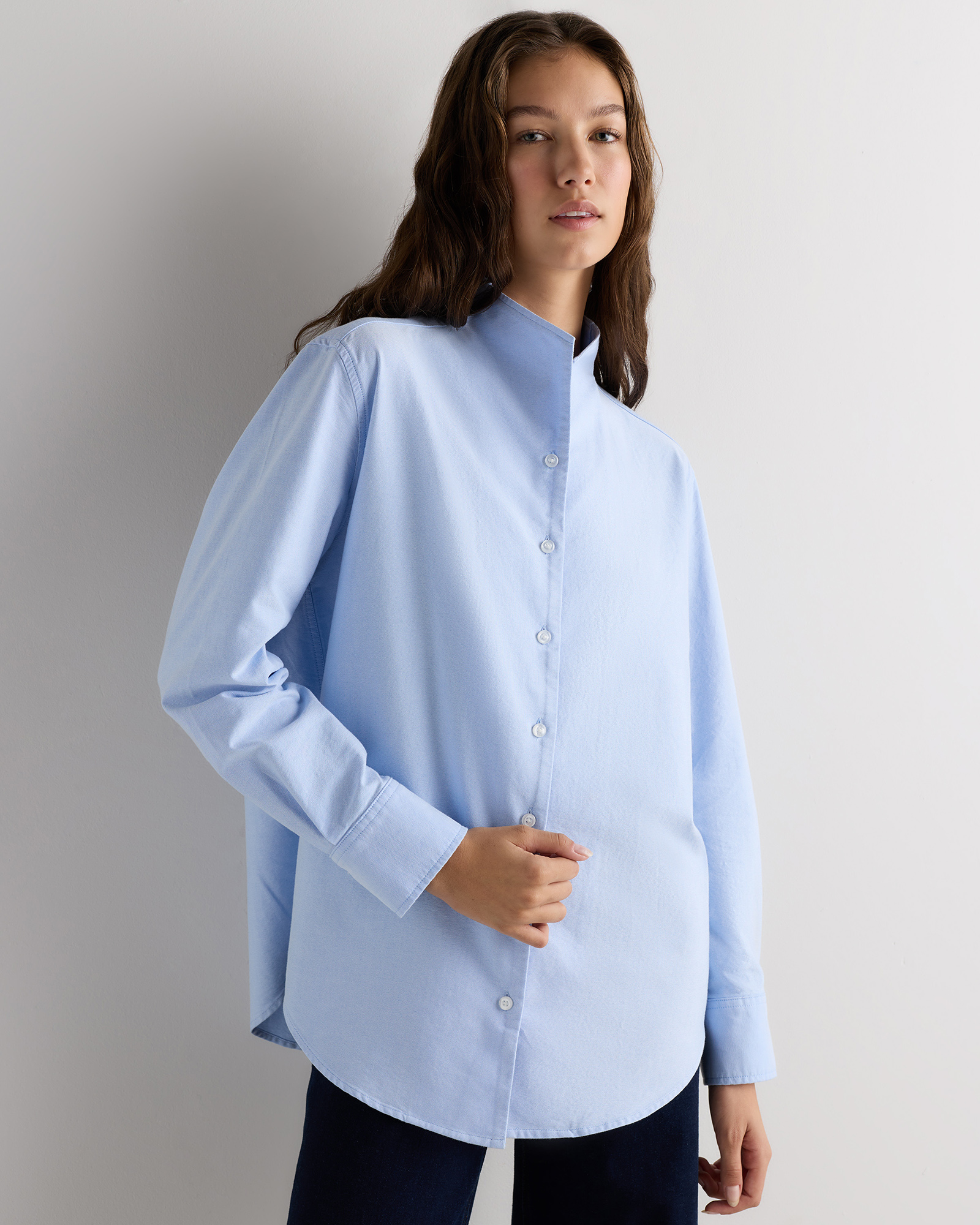 Organic Cotton Oxford Stand Collar Shirt