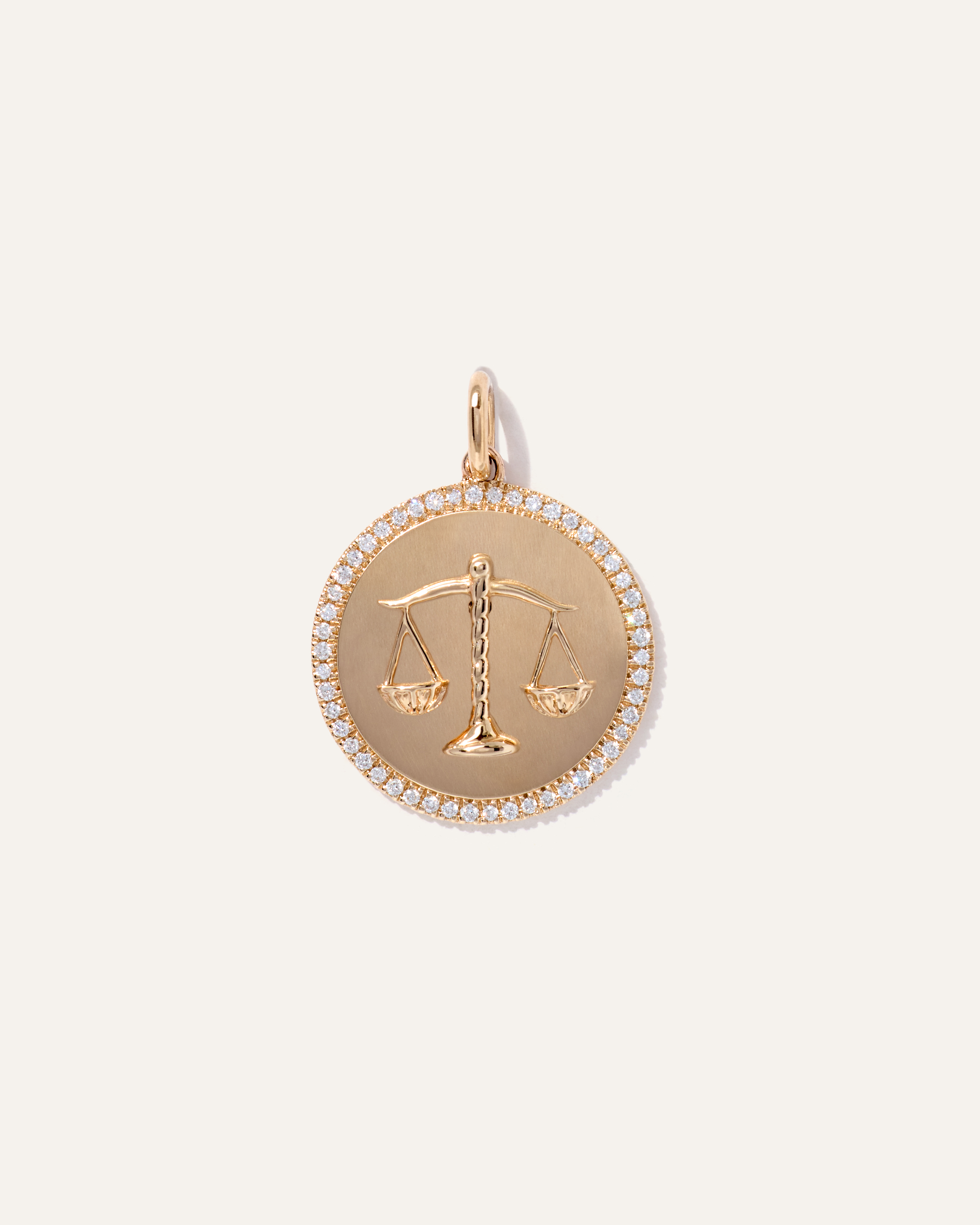 14K Gold Pave Zodiac Medallion Charm