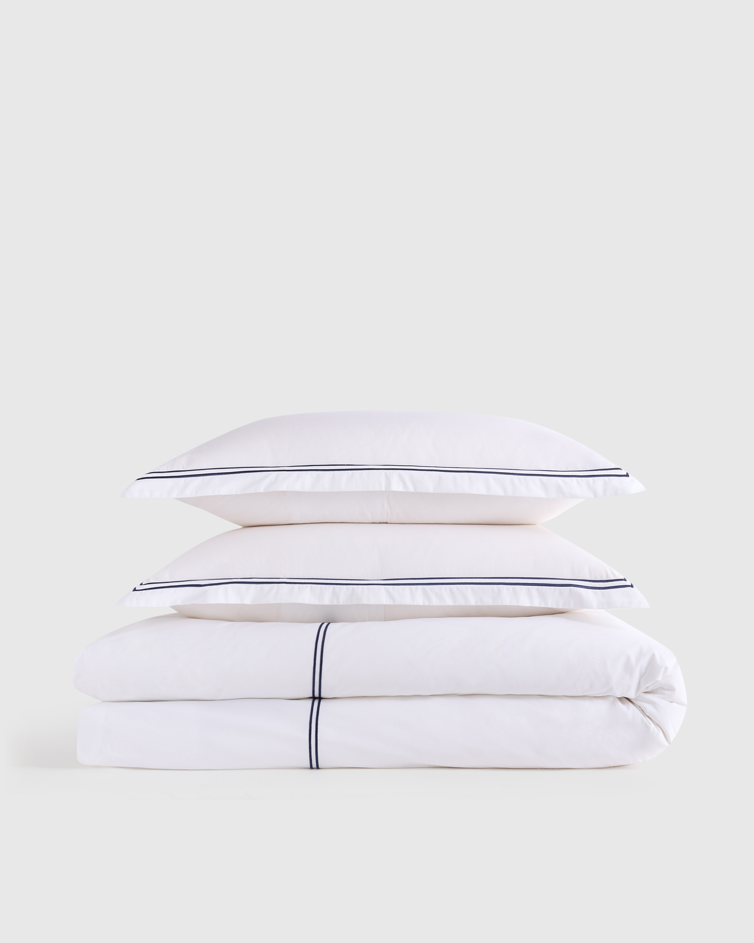 Organic Crisp Percale Embellished Duvet Cover Set