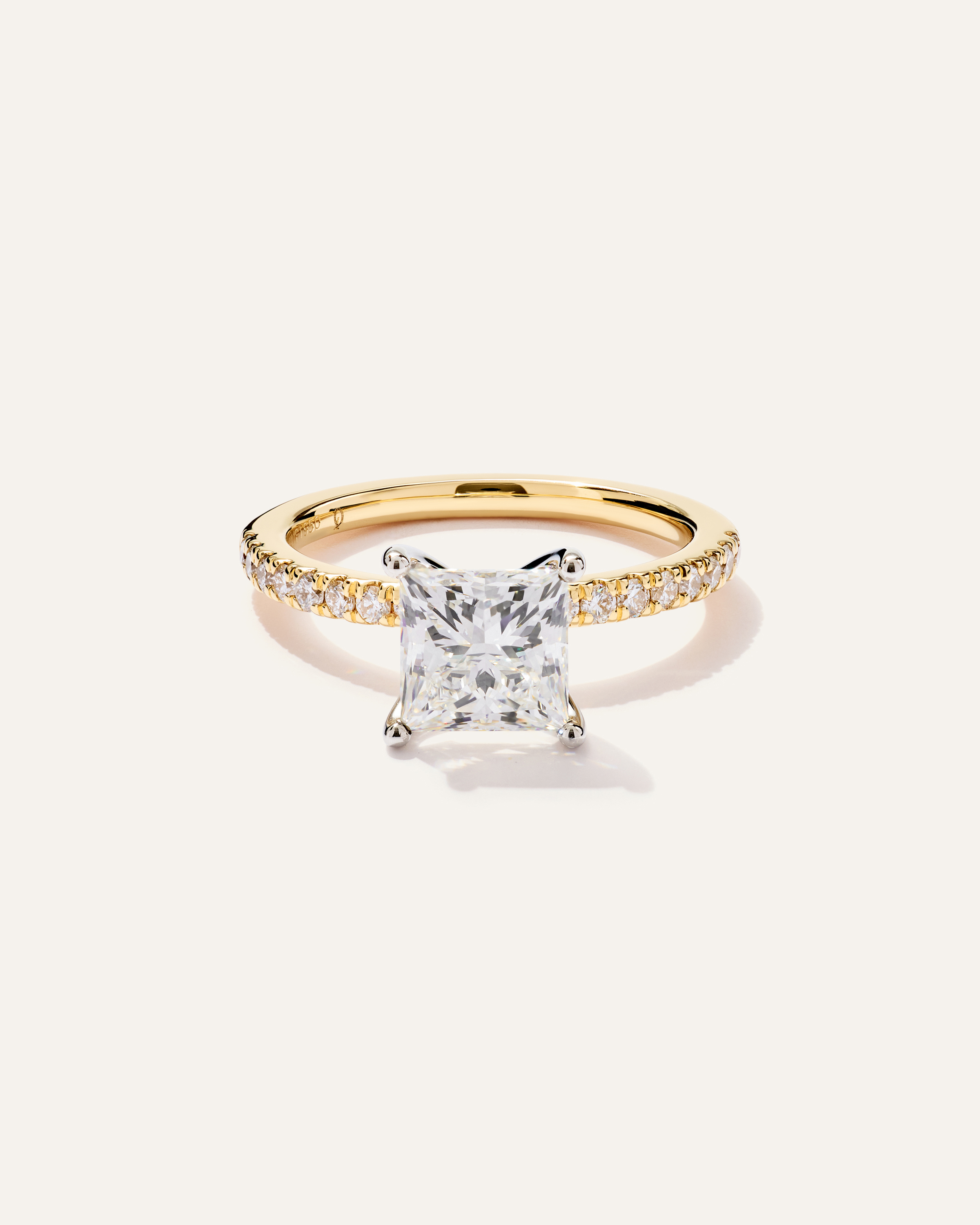 Lab Grown Diamond Princess Petite Pave Engagement Ring - 1.5ct