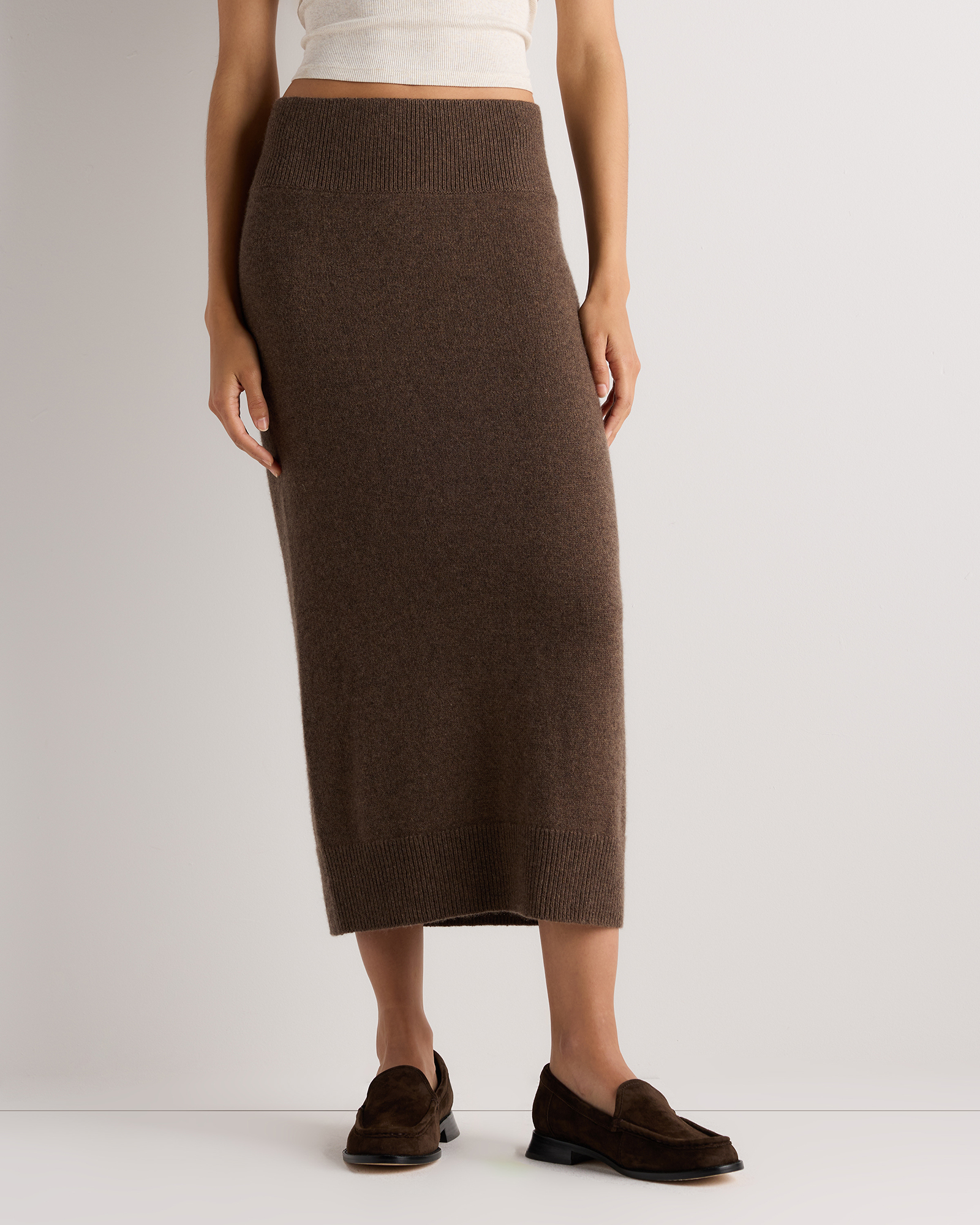 Mongolian Cashmere Fitted Midi Skirt
