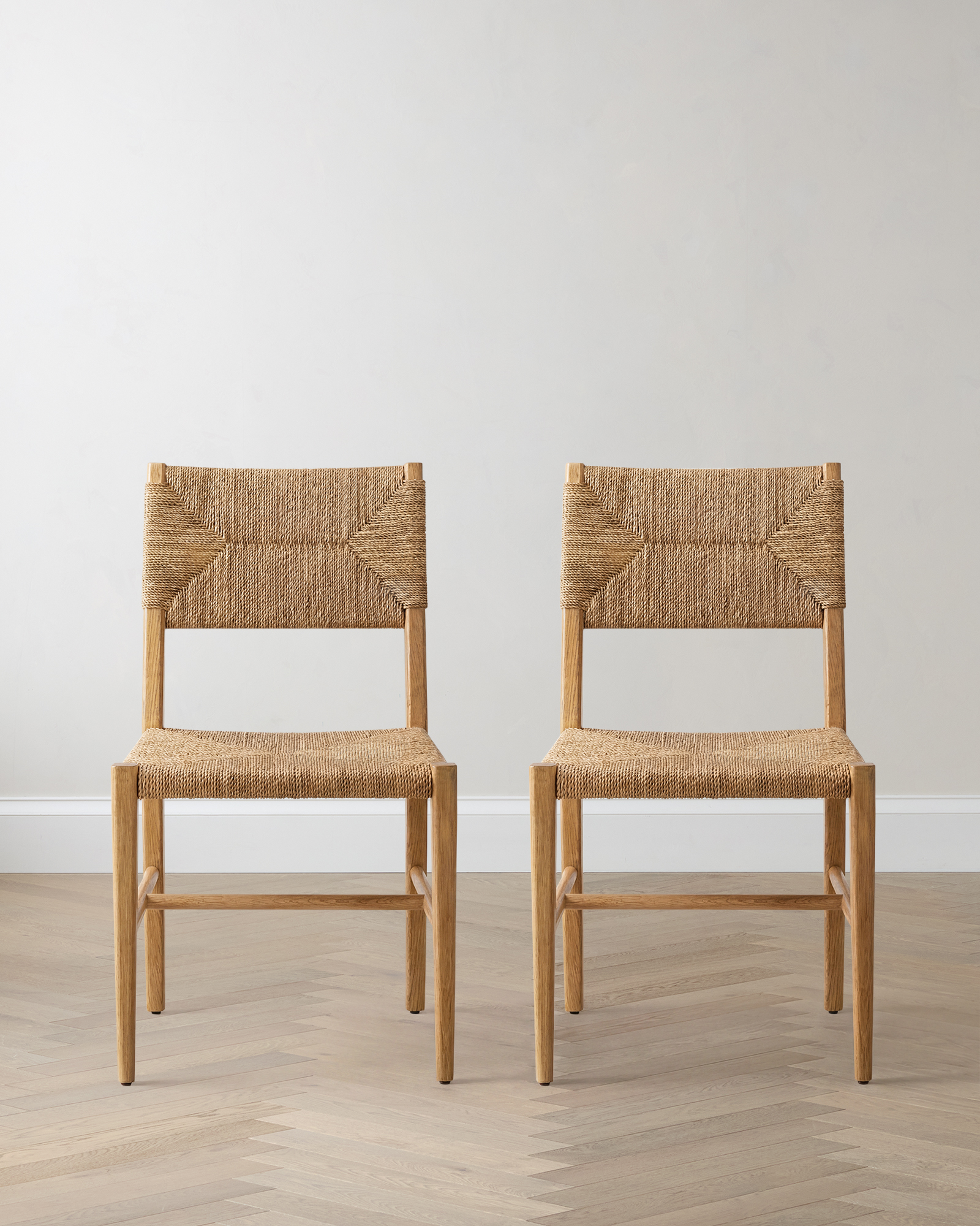 Woven Dining Chair with Solid Oak Frame (Set of 2)