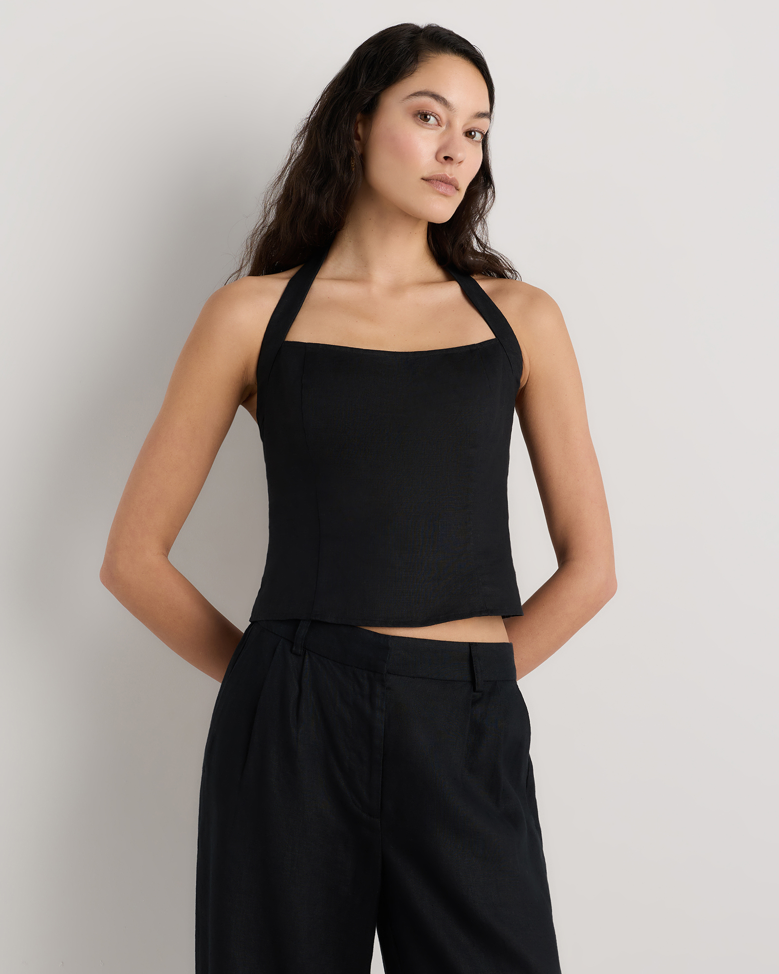 100% European Linen Halter Top