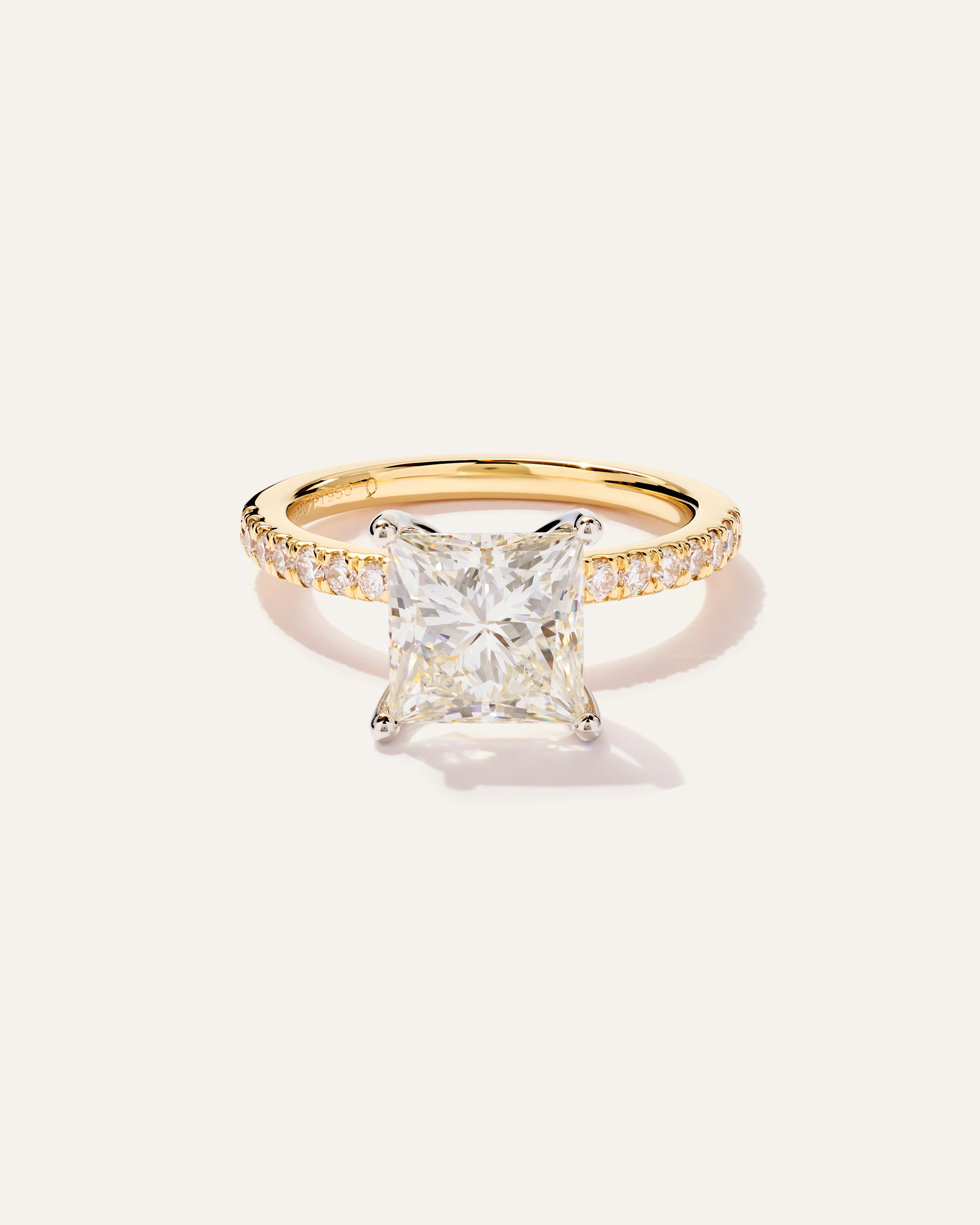 Lab Grown Diamond Princess Petite Pave Engagement Ring - 3ct