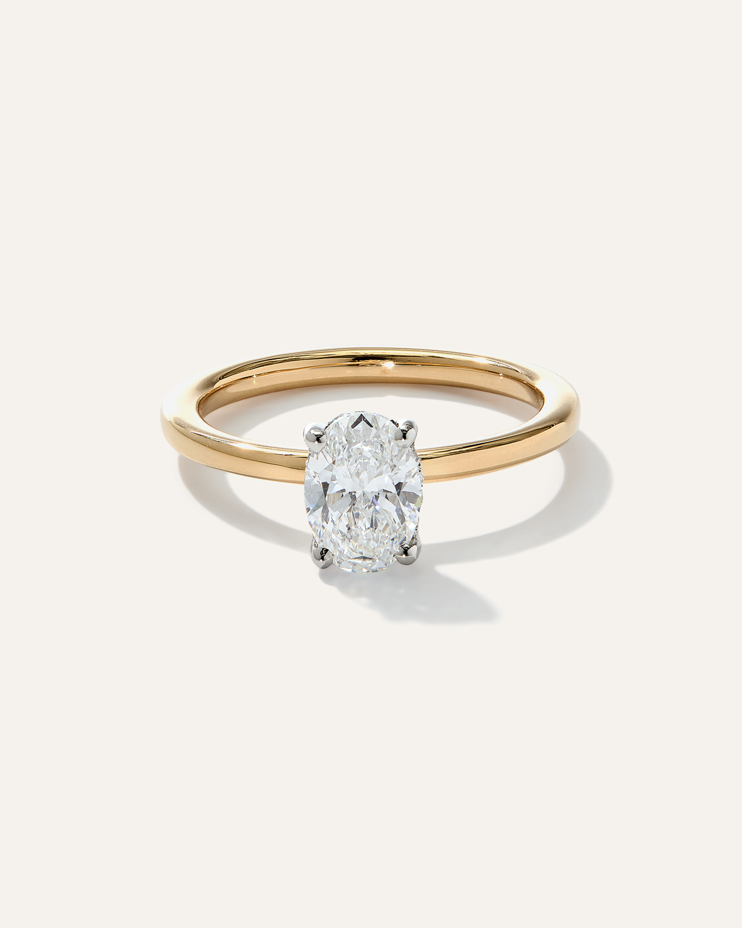 Lab Grown Diamond Oval Petite Hidden Halo Engagement Ring - 1ct