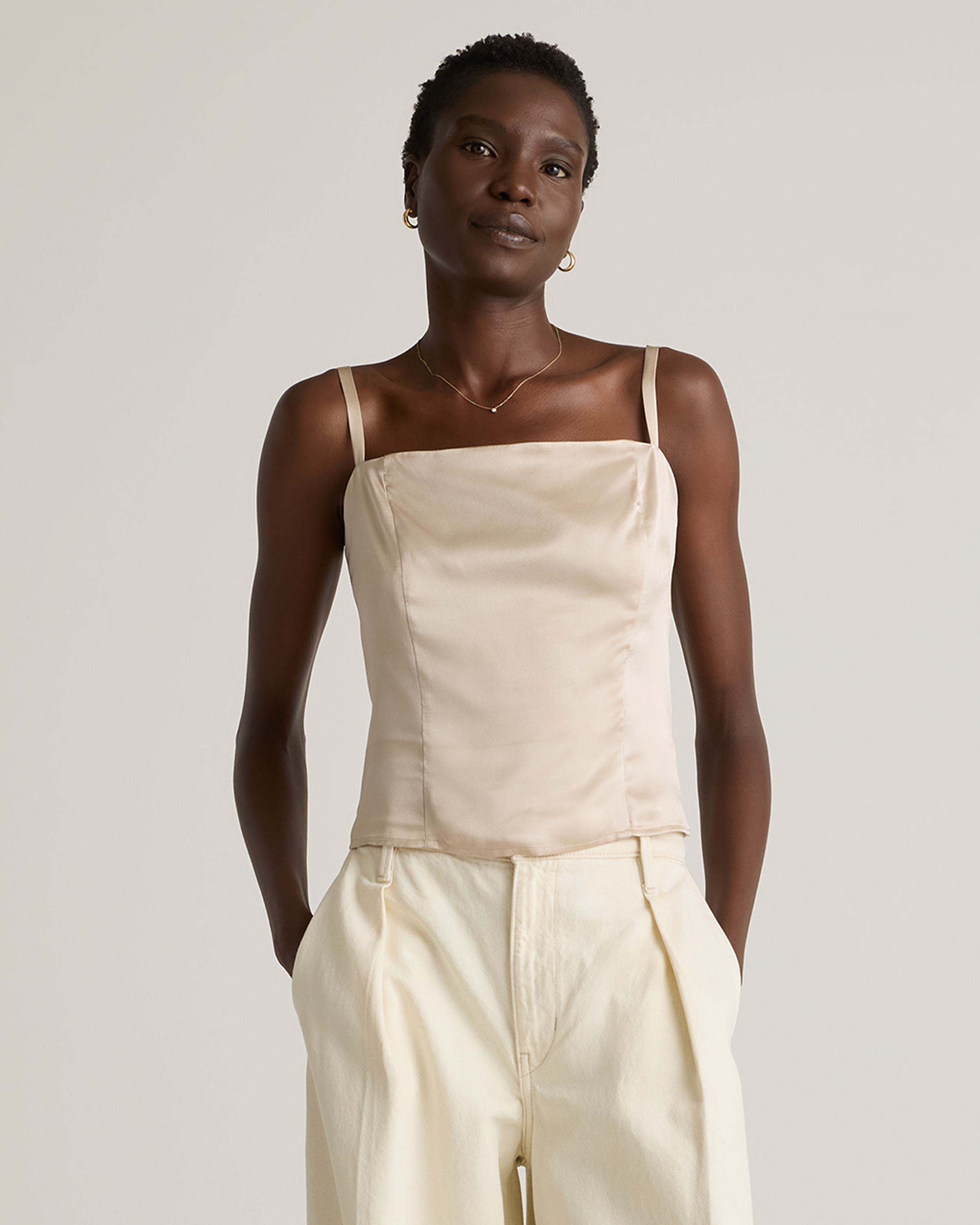 100% Washable Silk Square Neck Tank