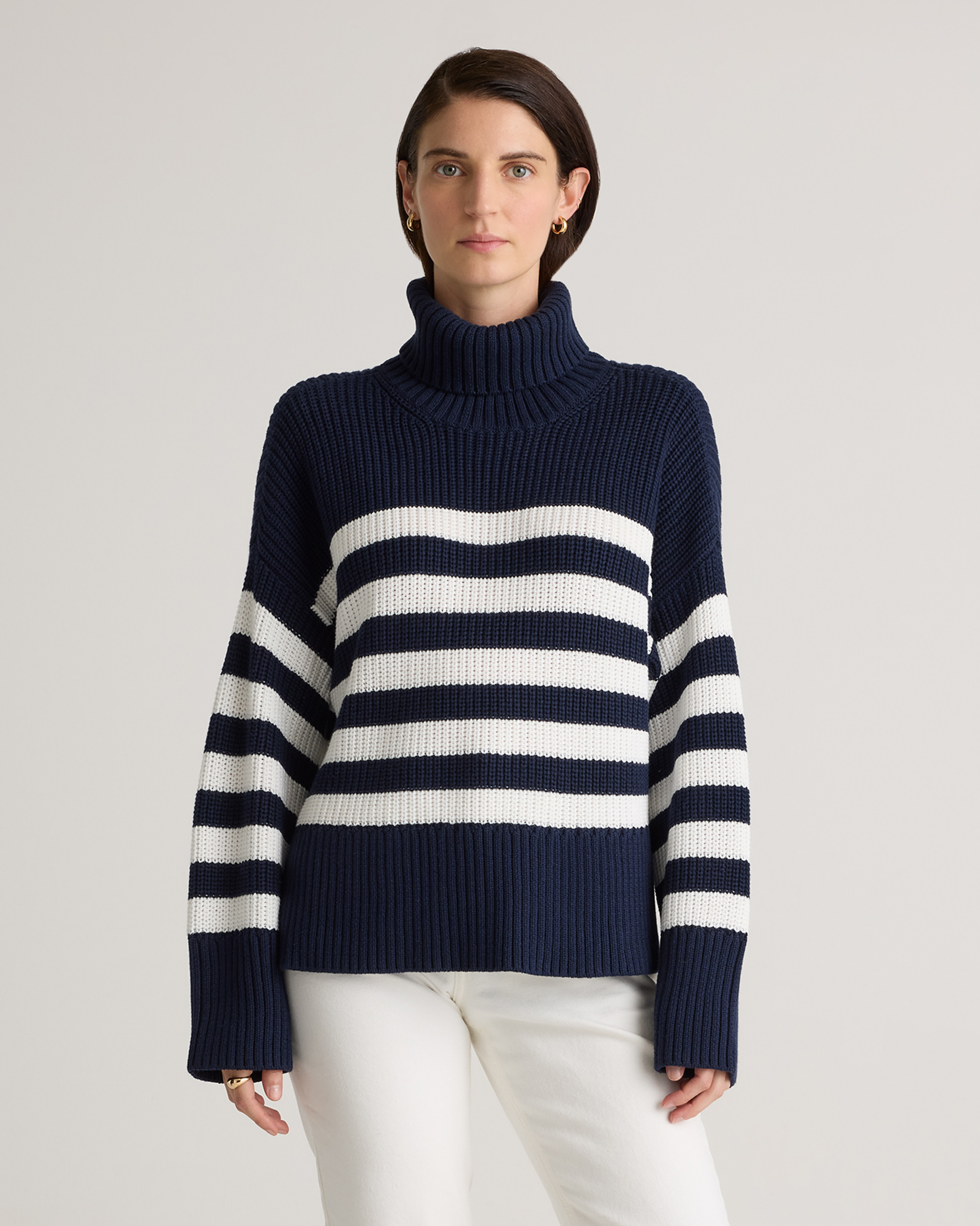 100% Organic Cotton Split Hem Turtleneck Sweater