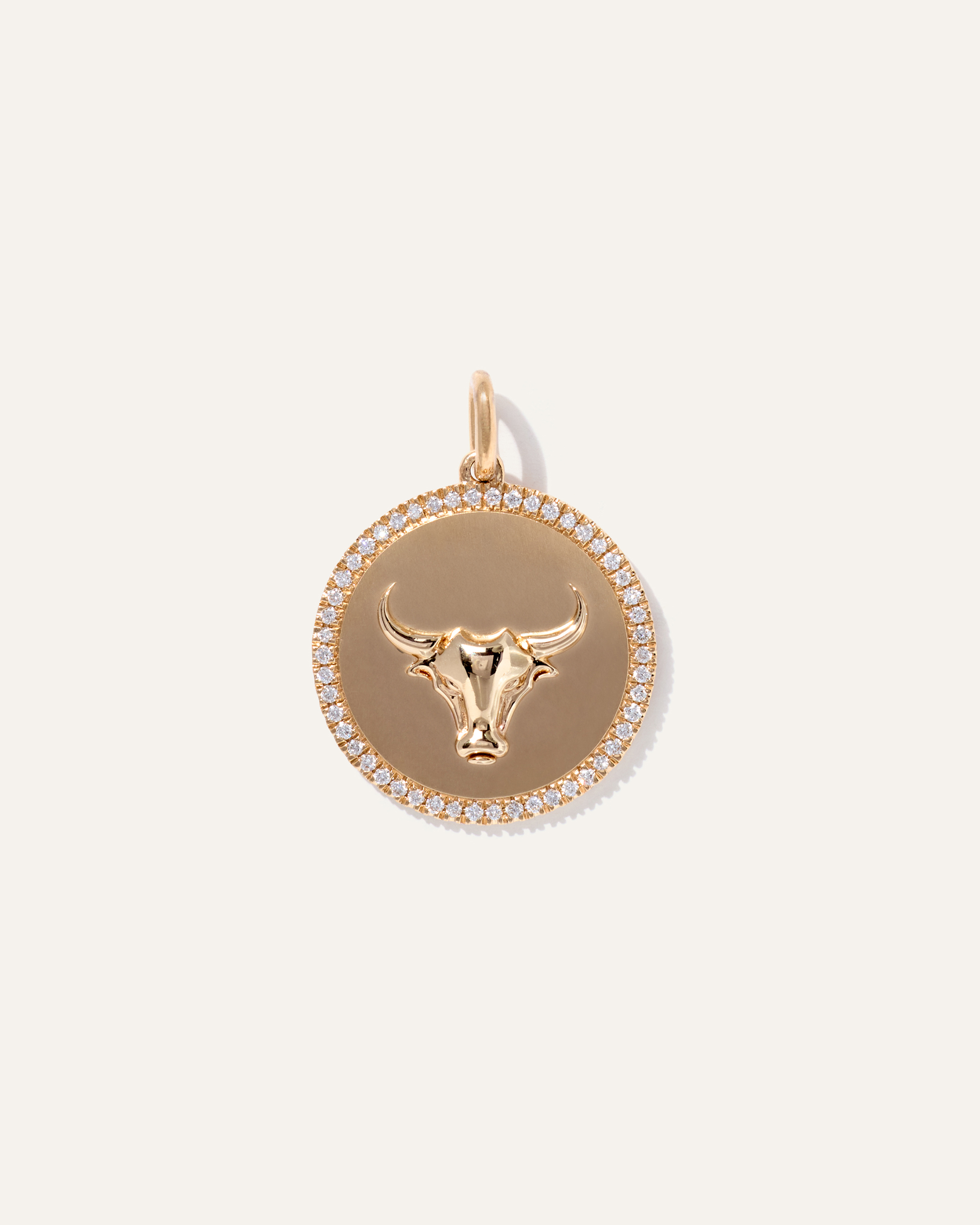 14K Gold Pave Zodiac Medallion Charm