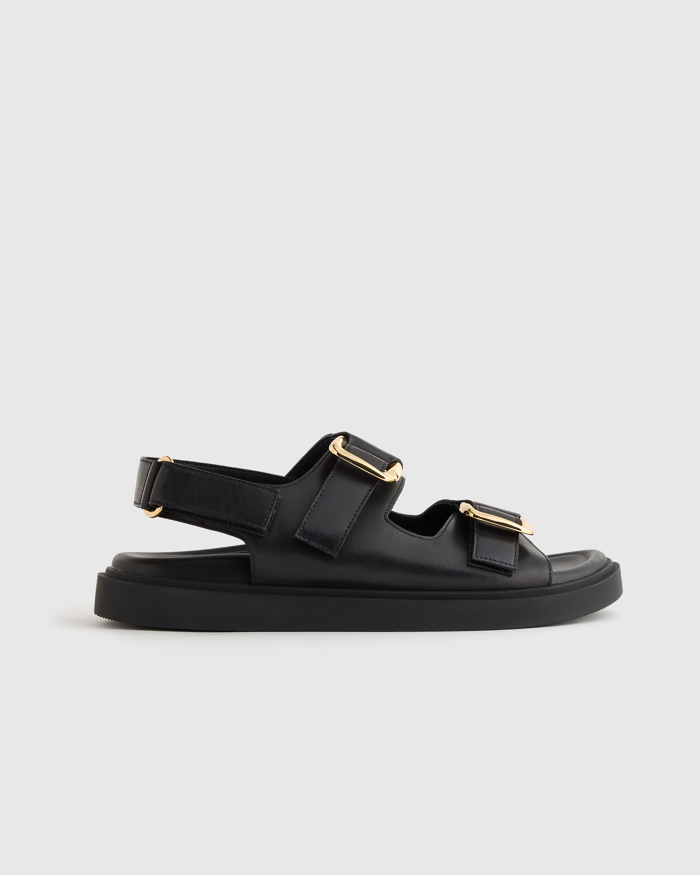 Italian Leather Double Buckle Slingback Sandal