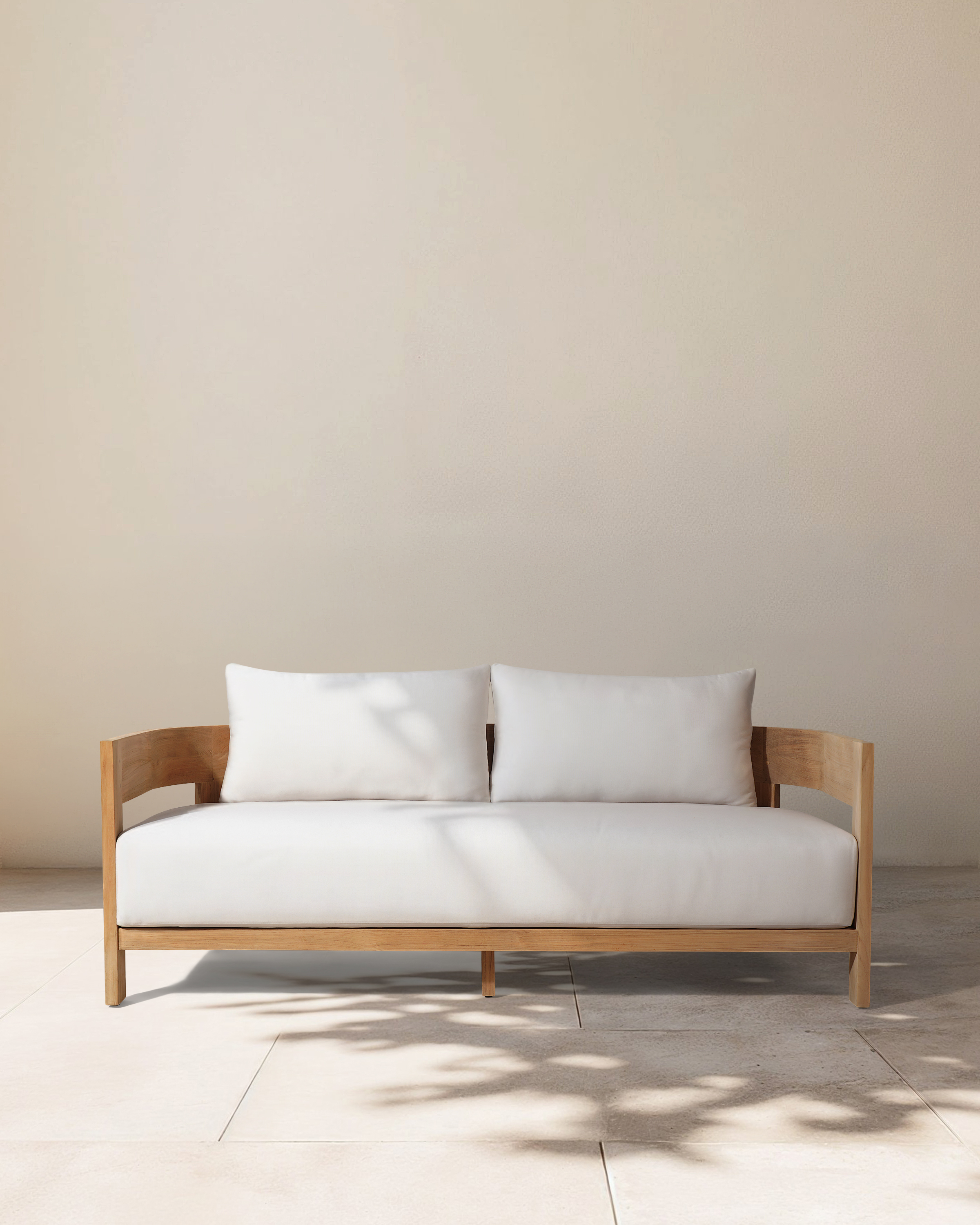 Curved Solid Teak Outdoor Sofa
