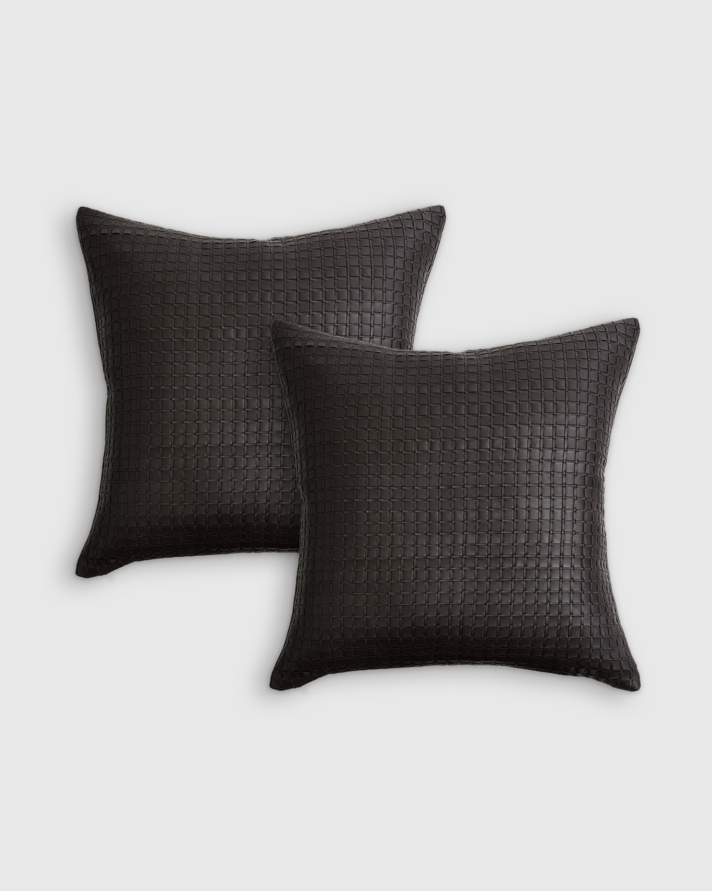 Leather Basketweave Pillow Cover (Set of 2)