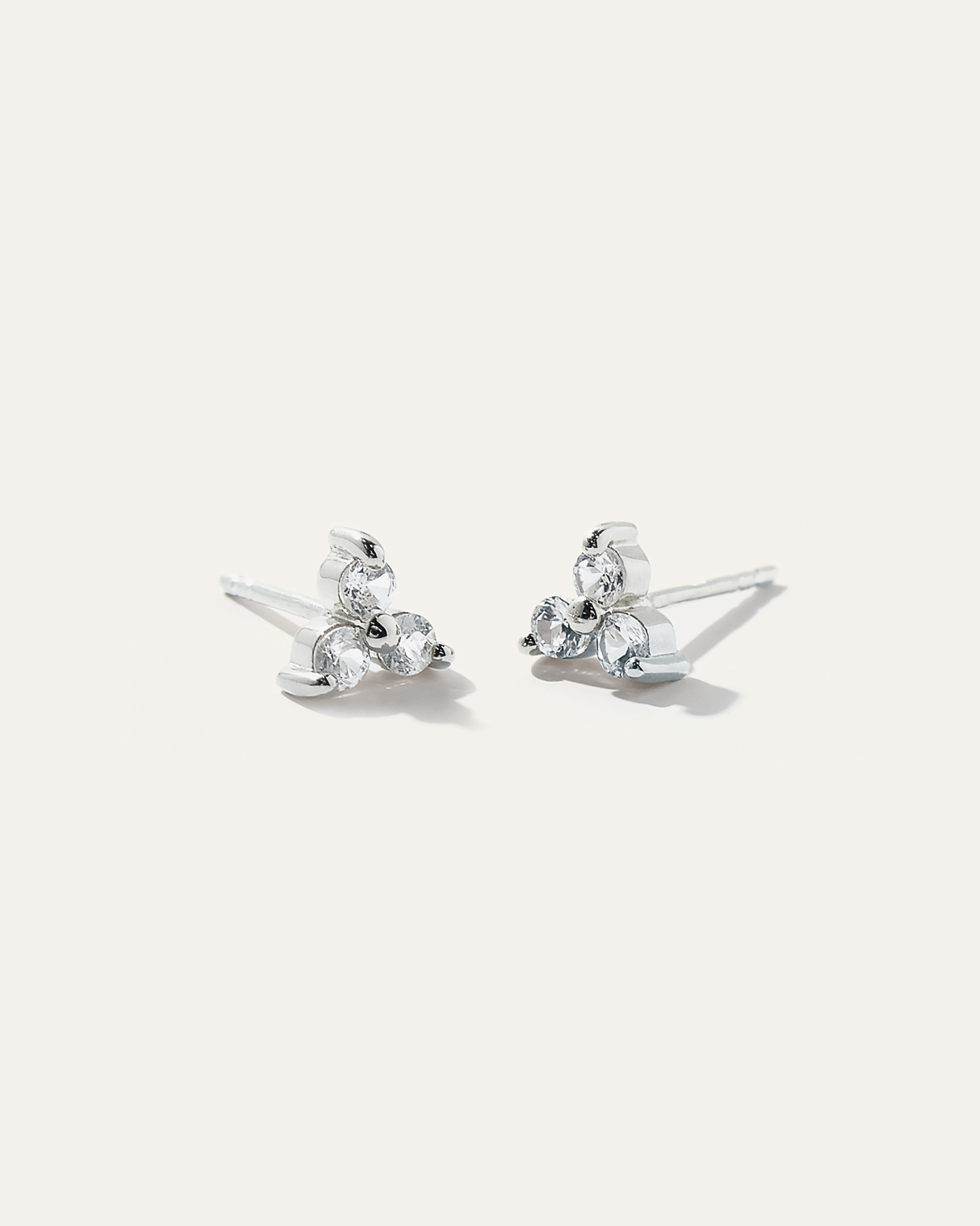 White Sapphire Triad Studs