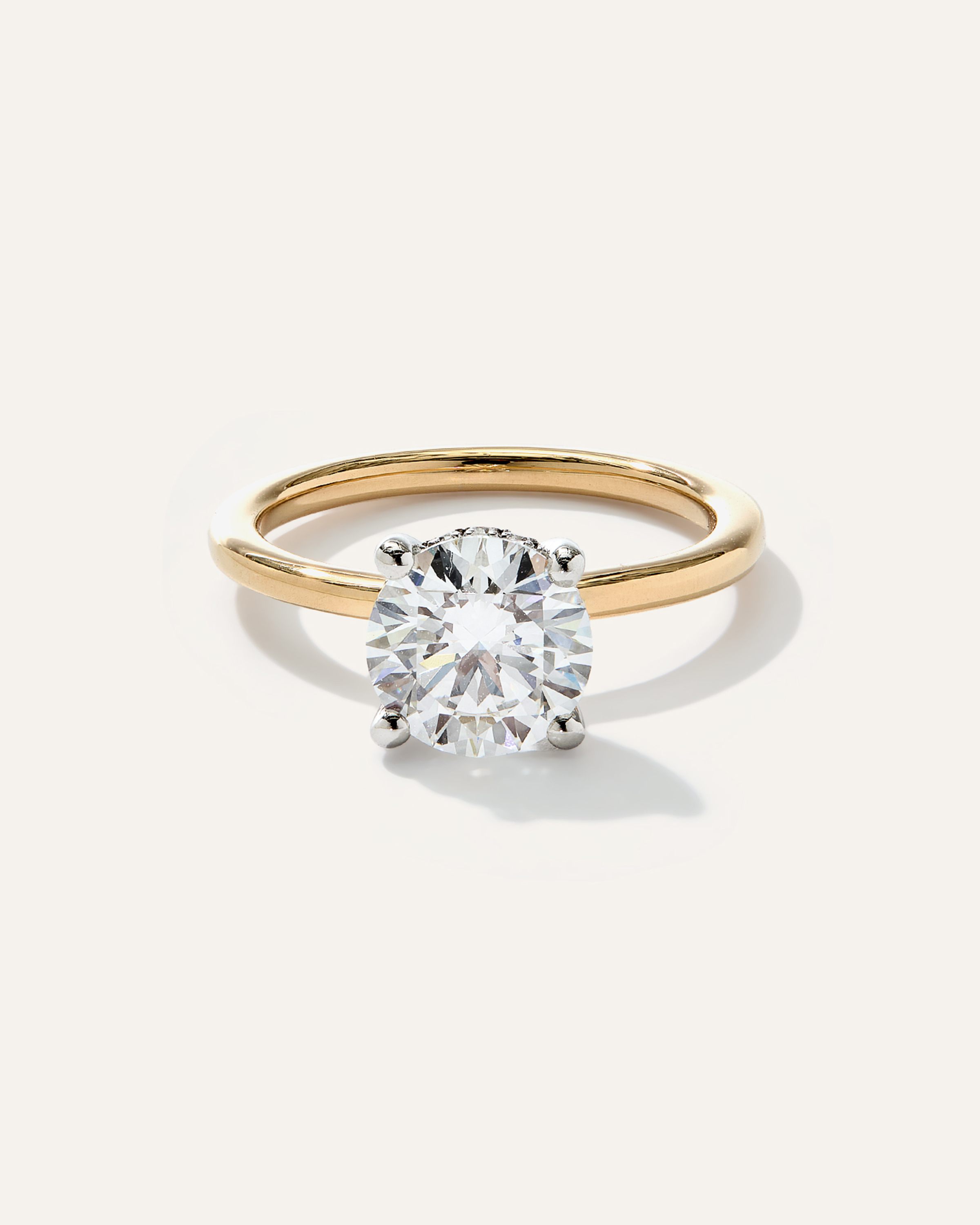 Lab Grown Diamond Round Petite Hidden Halo Engagement Ring - 2ct