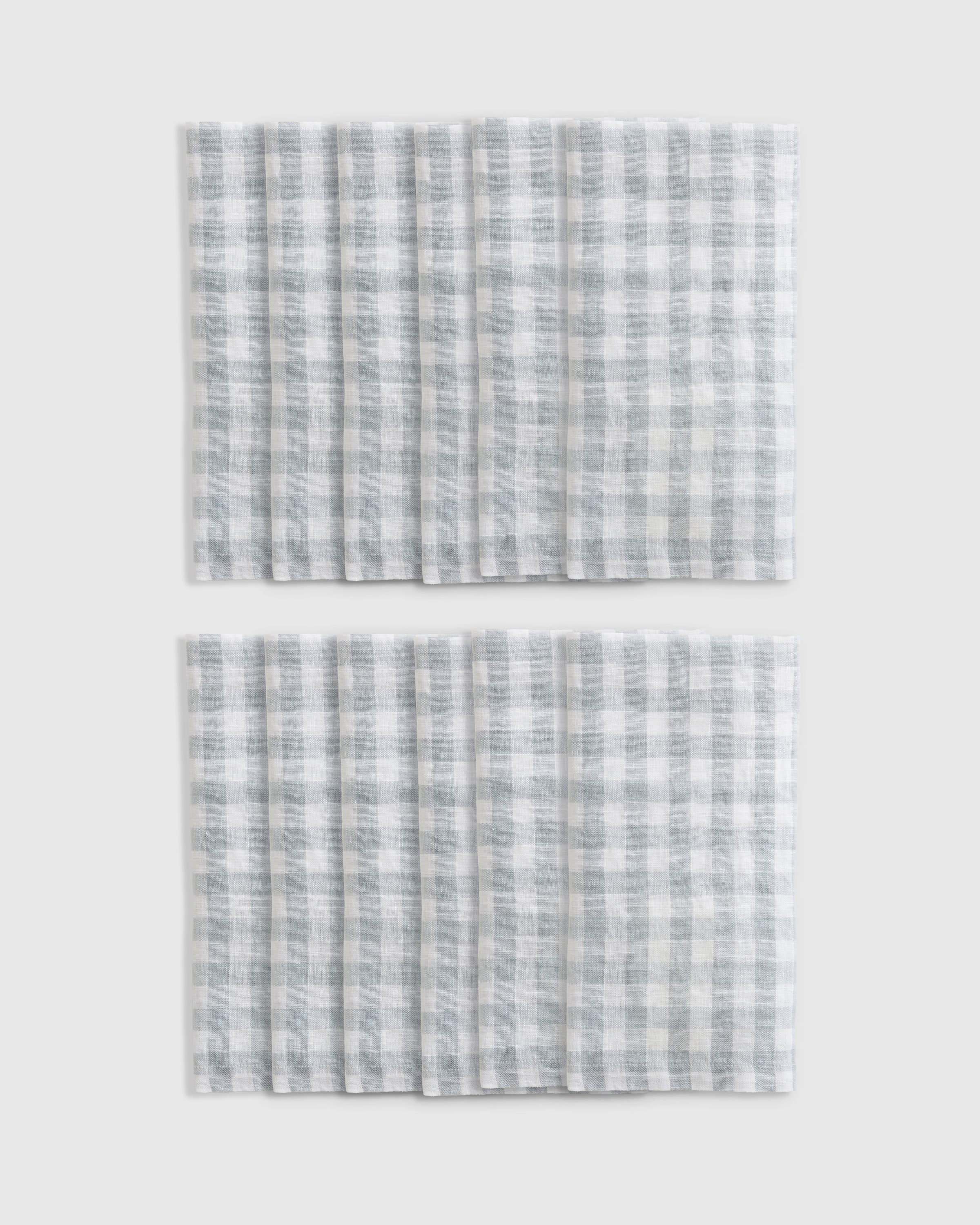 European Linen Gingham Napkins, Set of 12