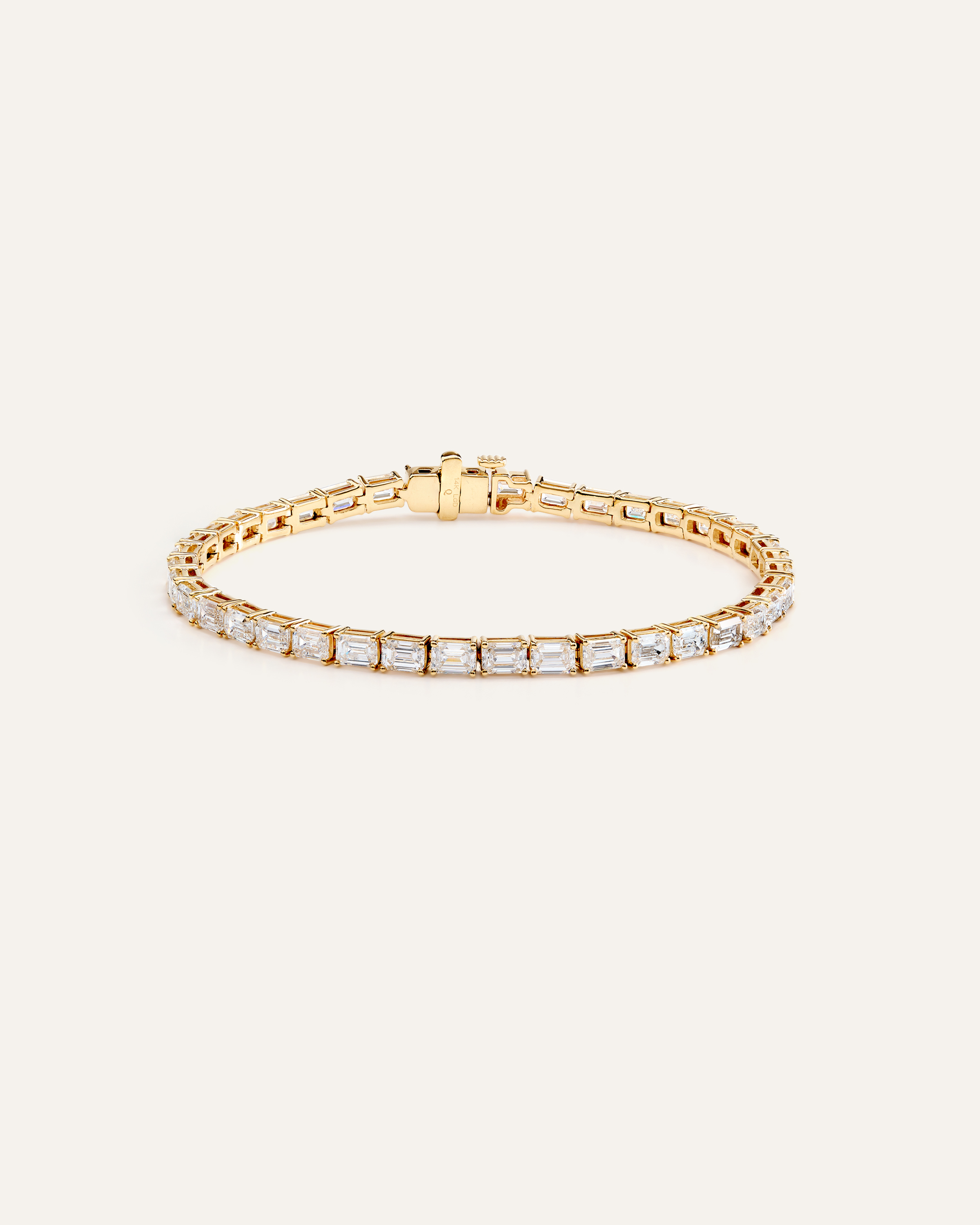 14K Gold Lab Grown Diamond East-West Emerald Tennis Bracelet - 10ctw